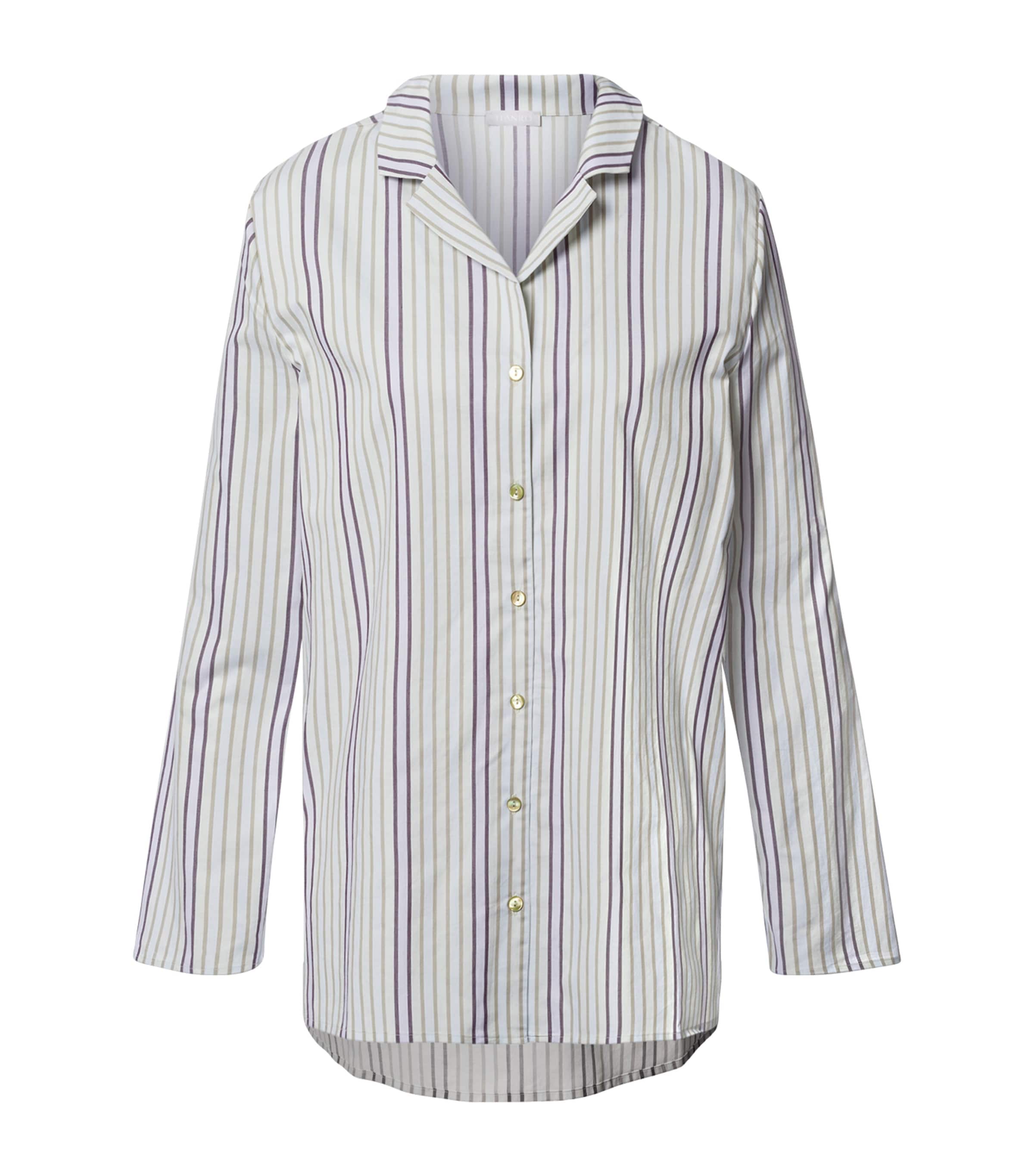 Hanro Cotton Stripe Pyjama Shirt In White