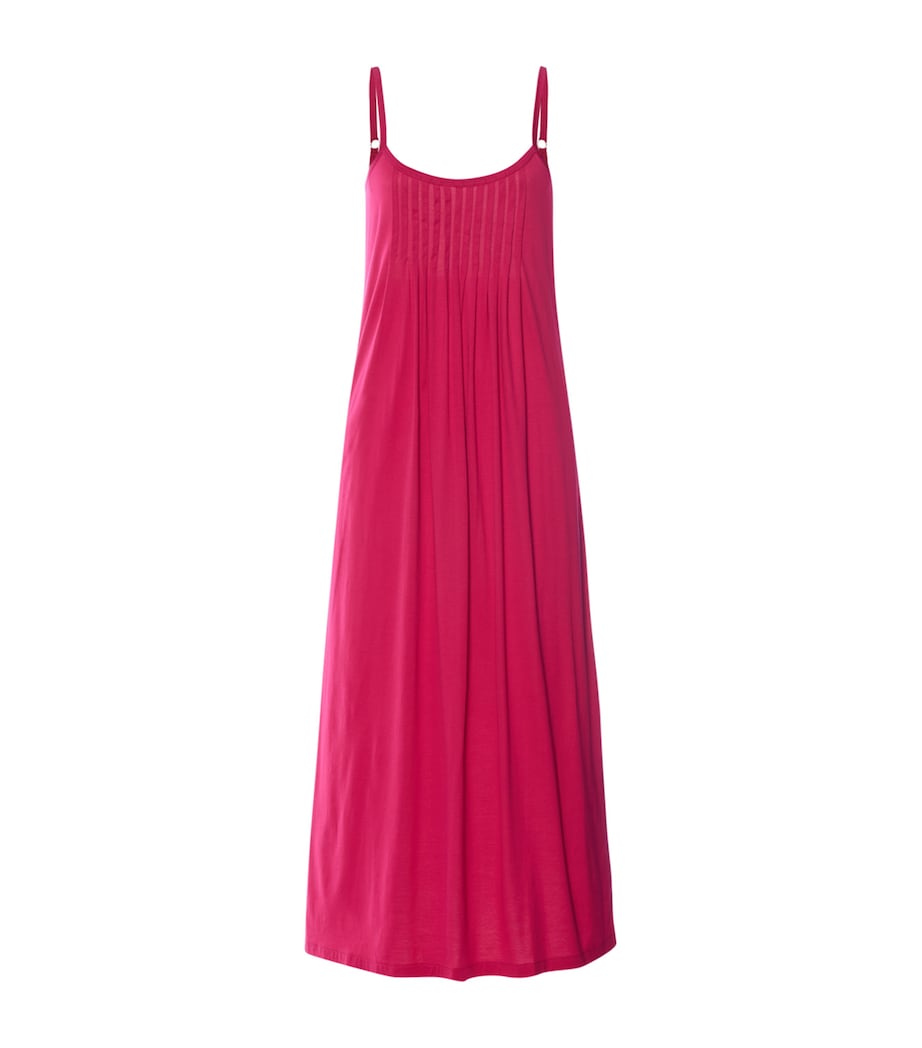 Hanro Womens Cotton Juliet Long Spaghetti Dress Light Sangria Image 1