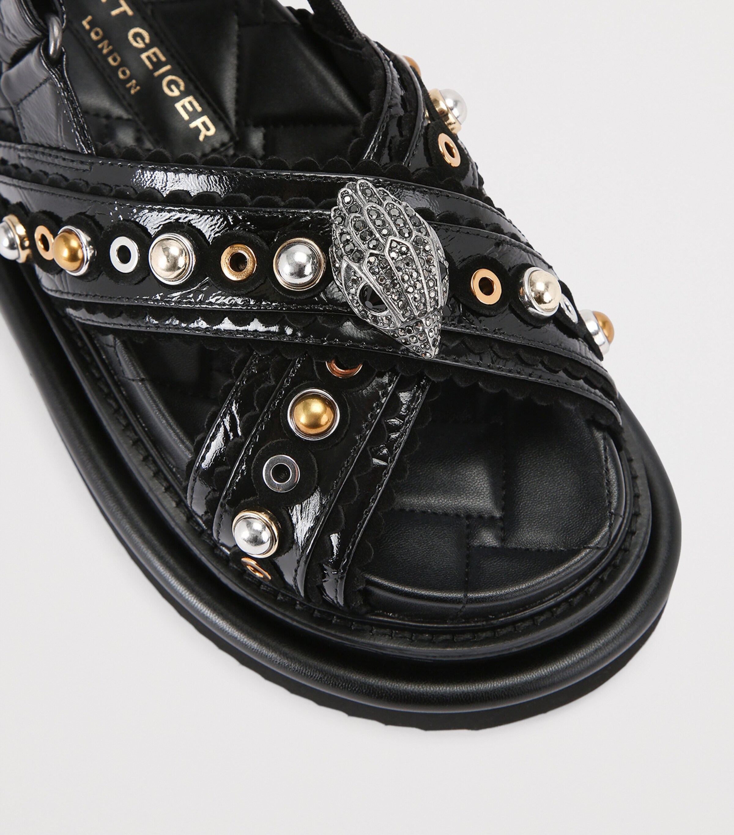Kurt Geiger London Leather Orson Cross-Strap Sandals Black Image 3