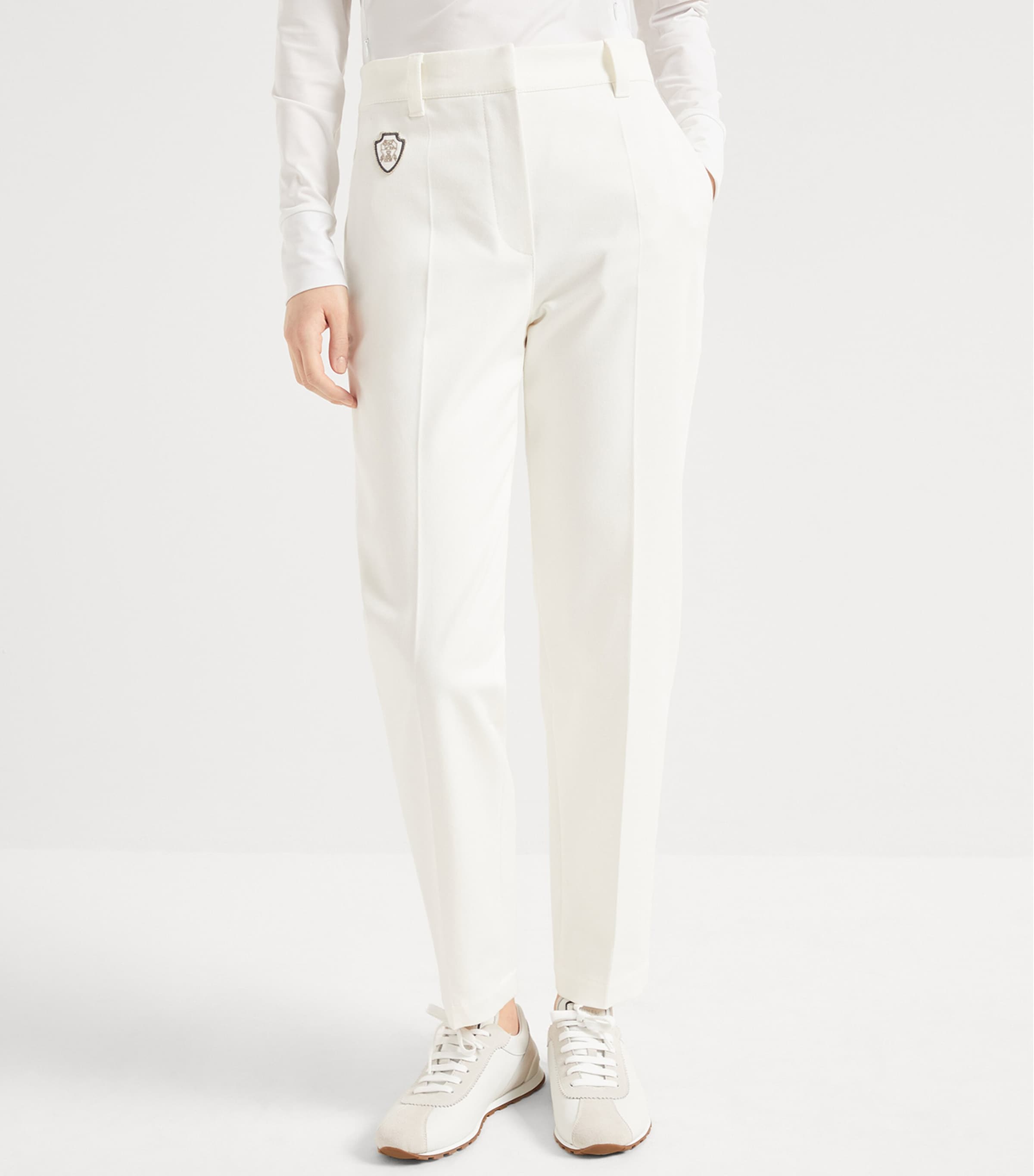 Brunello Cucinelli Stretch-Cotton Cover Cigarette Trousers