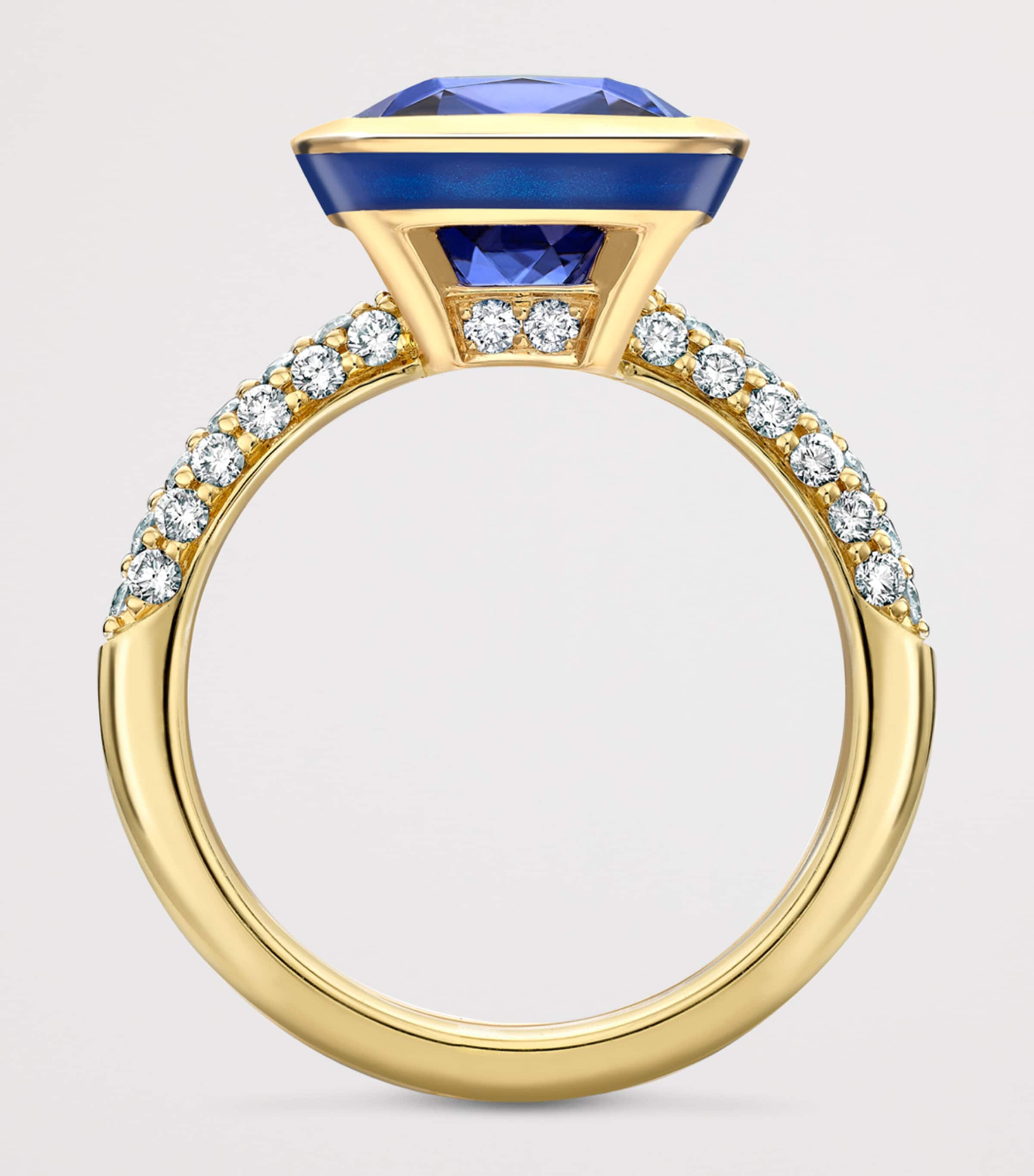Boodles Yellow Gold, Diamond and Tanzanite Dolce Vita Cushion Ring Yellow Gold Image 4