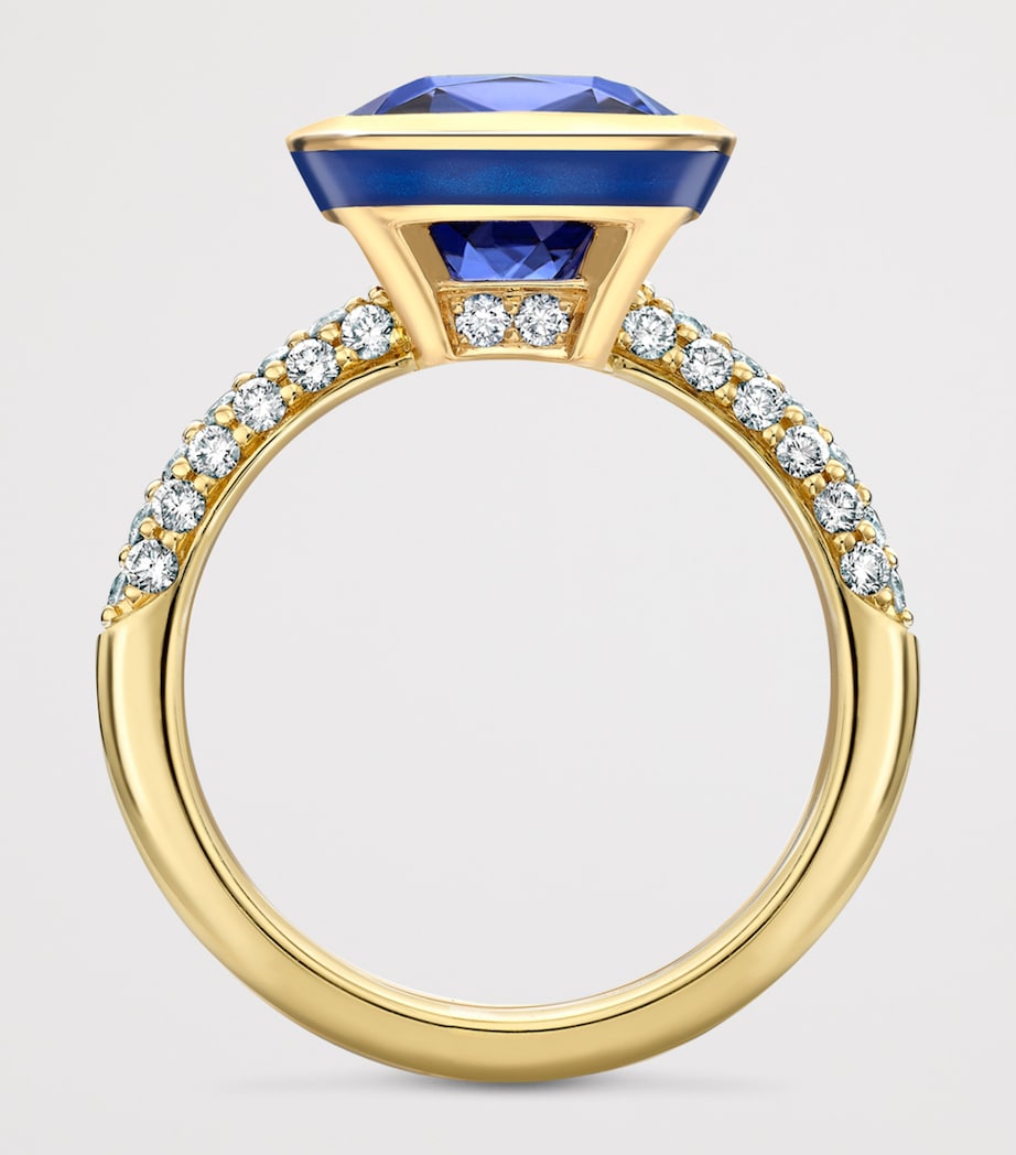 Boodles Yellow Gold, Diamond and Tanzanite Dolce Vita Cushion Ring Yellow Gold Image 4