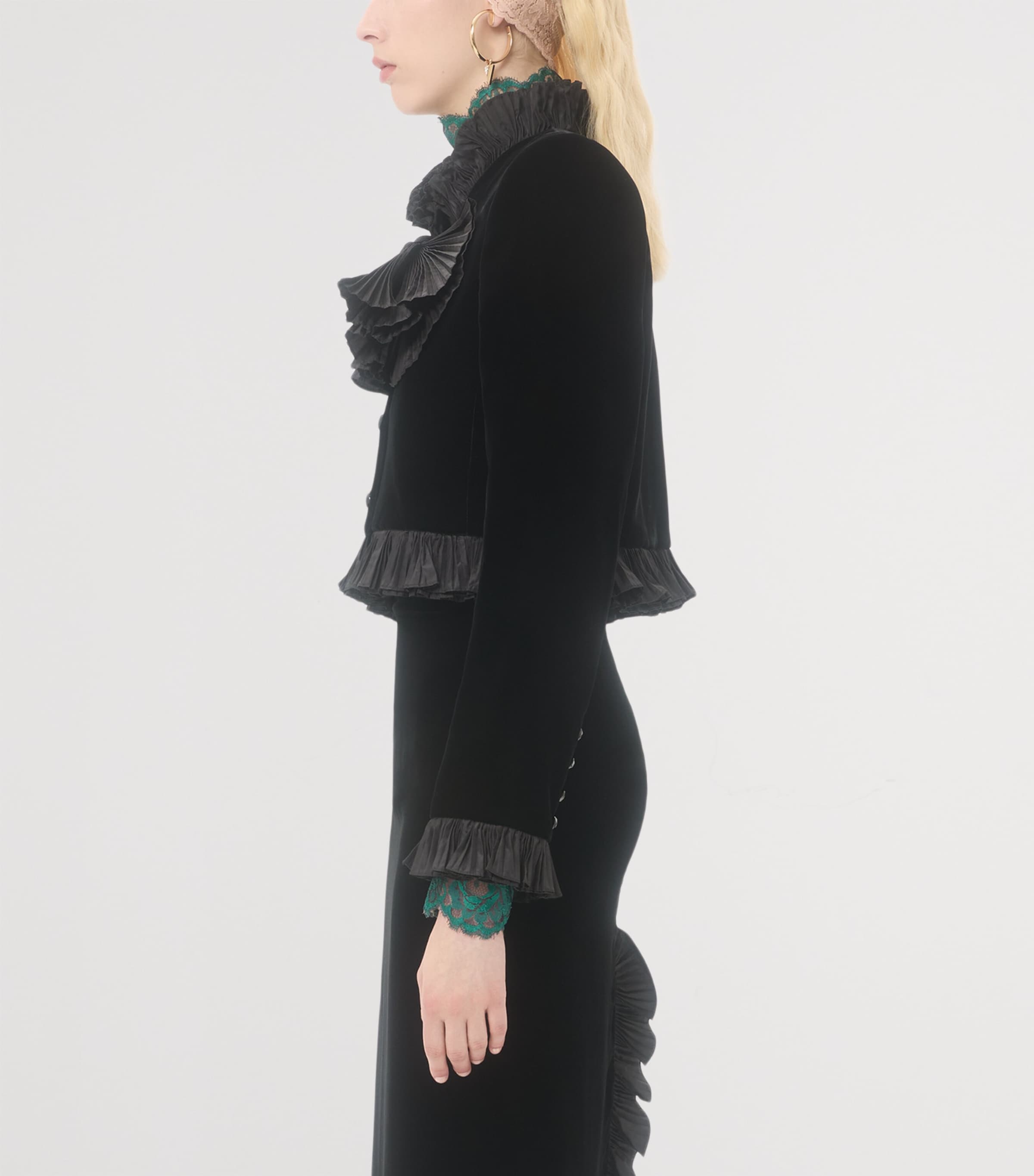 Velour Plissé-Detailing Jacket 0NO Image 5