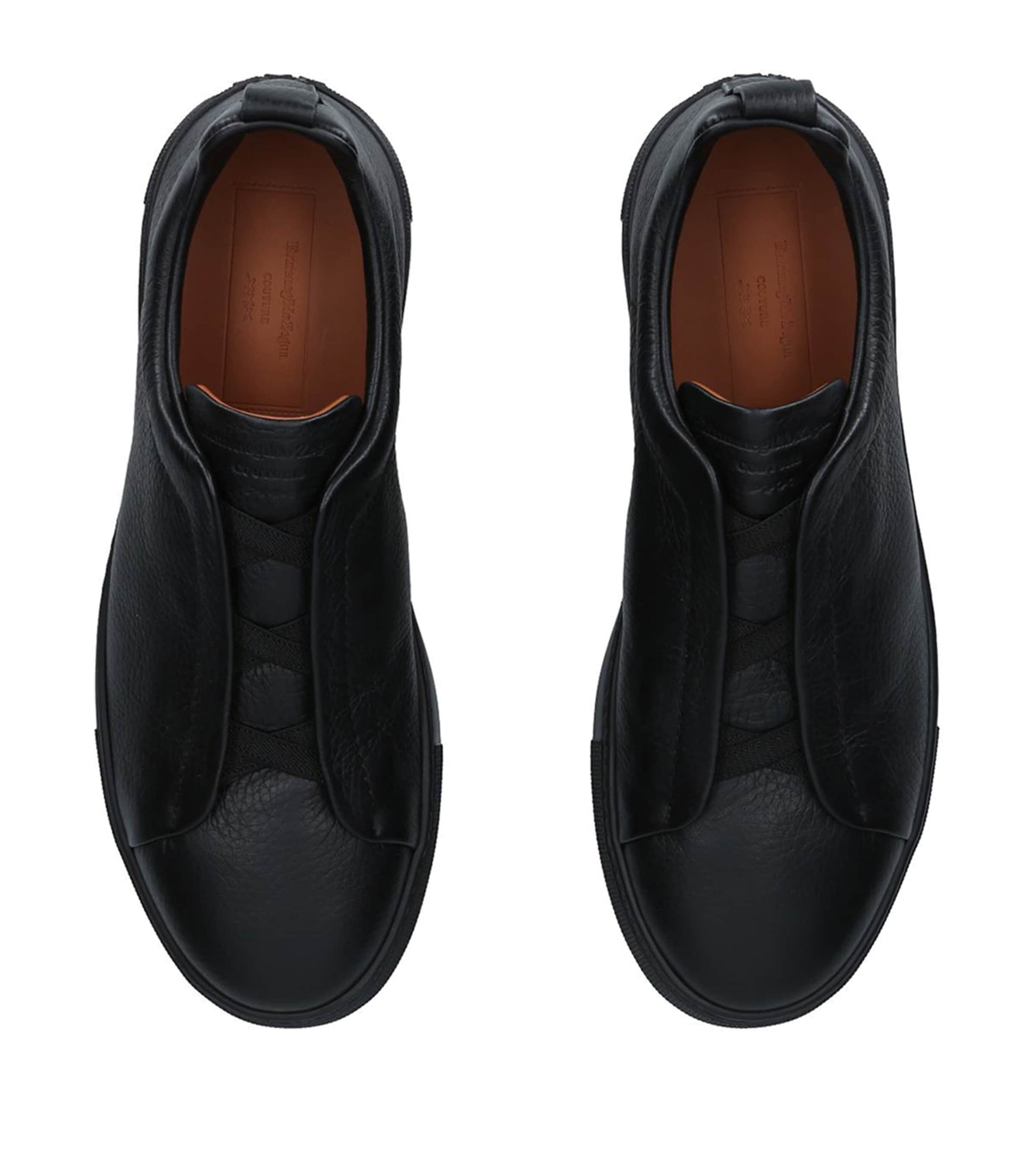 Leather Triple Stitch Sneakers BLACK Image 4