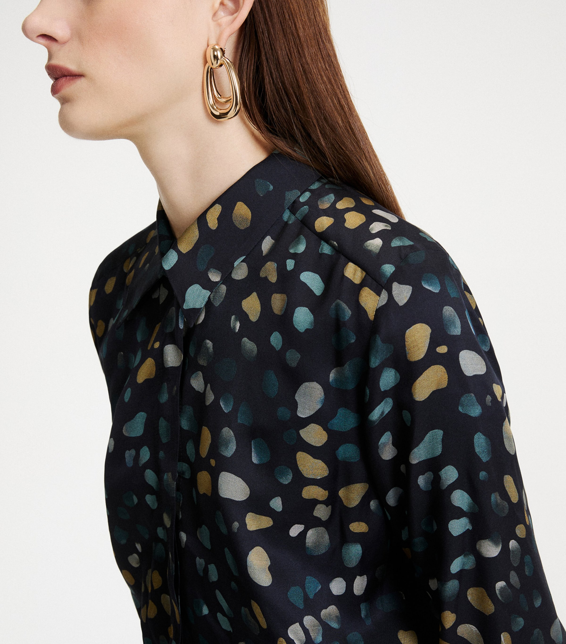 Marella Womens Twill Printed Shirt Navy Image 5