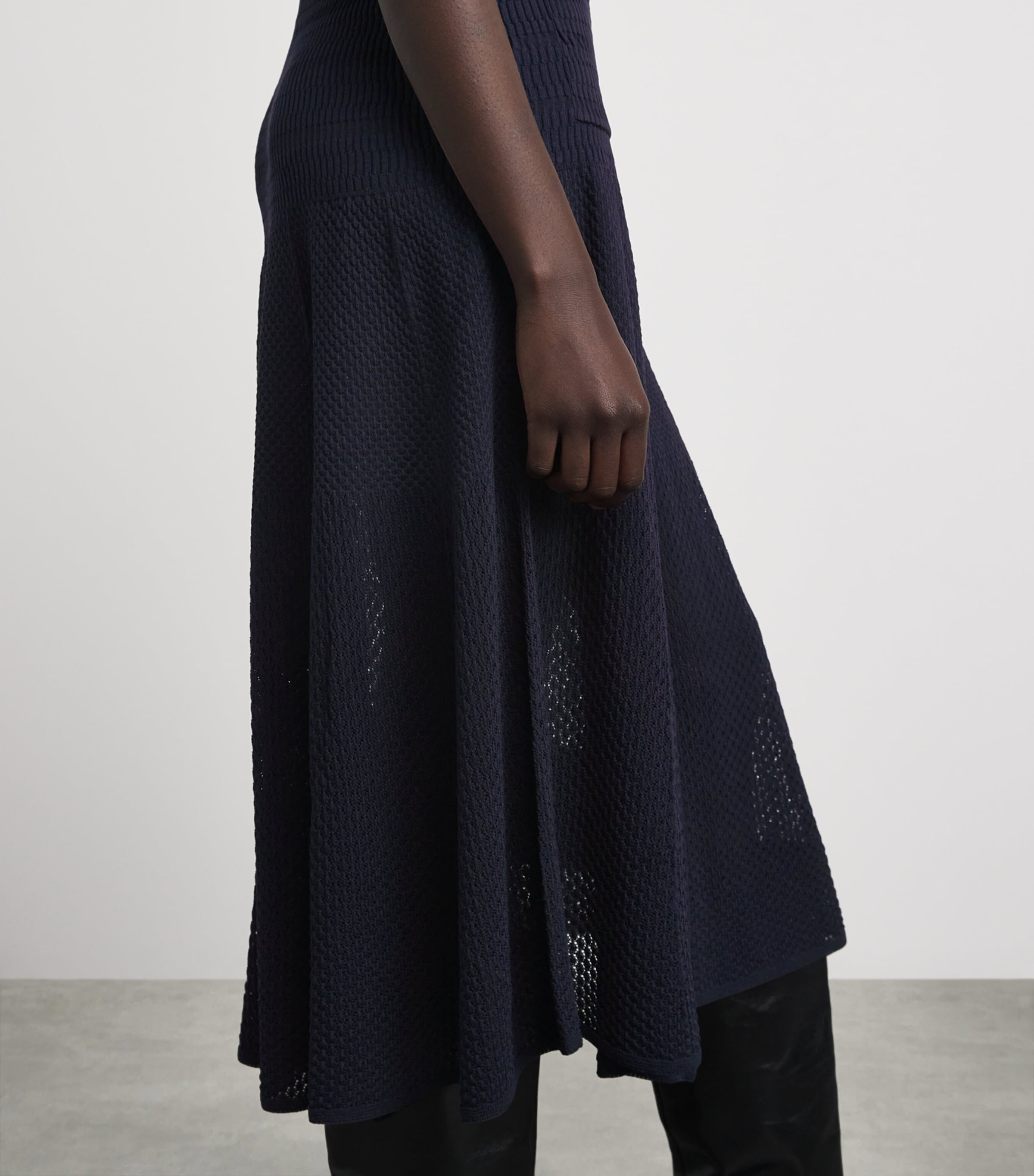 Maje Womens Knit Pointelle Maxi Dress Navy Image 5