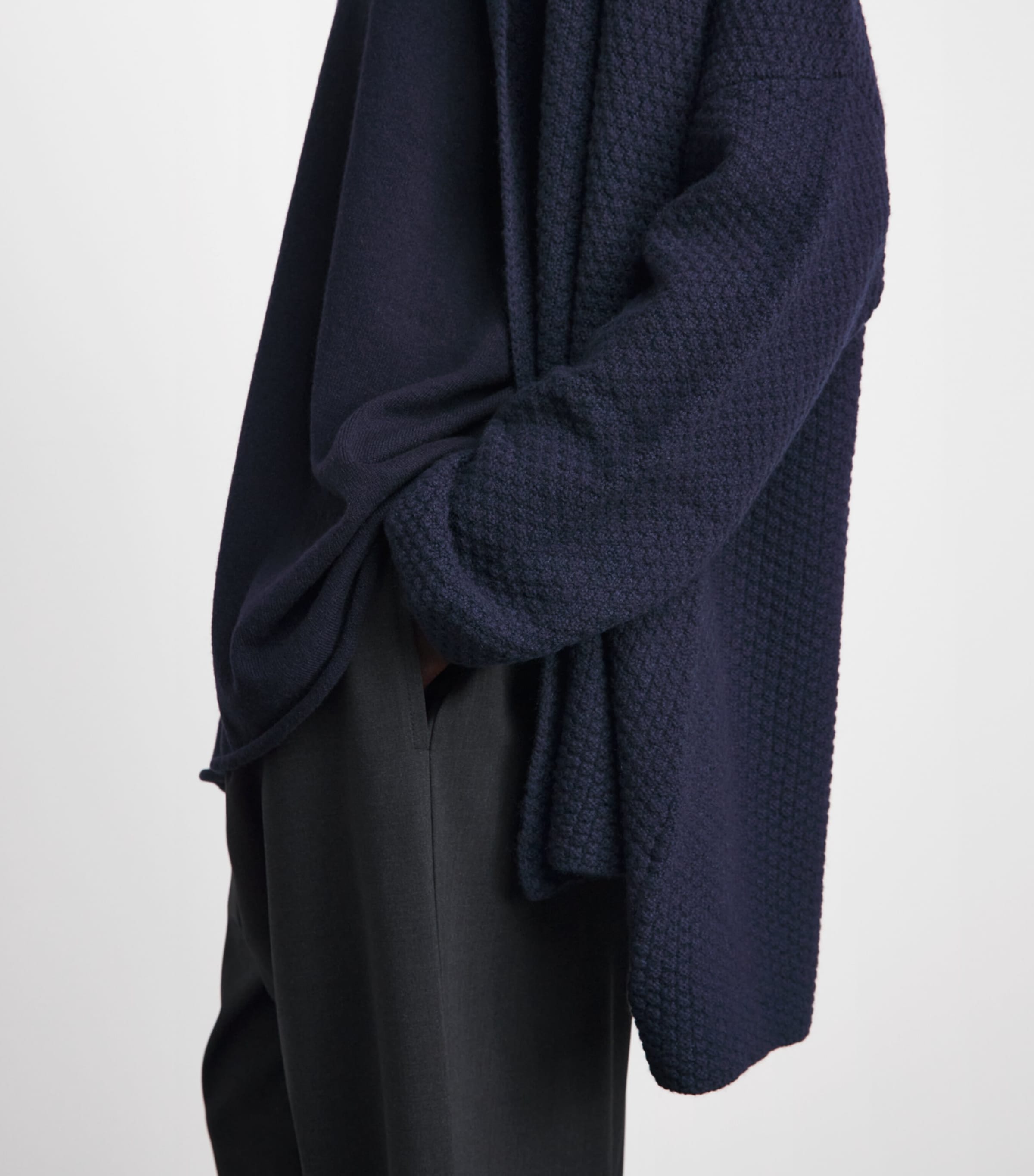 Eskandar Womens Cashmere Shawl Cardigan Navydark Image 3
