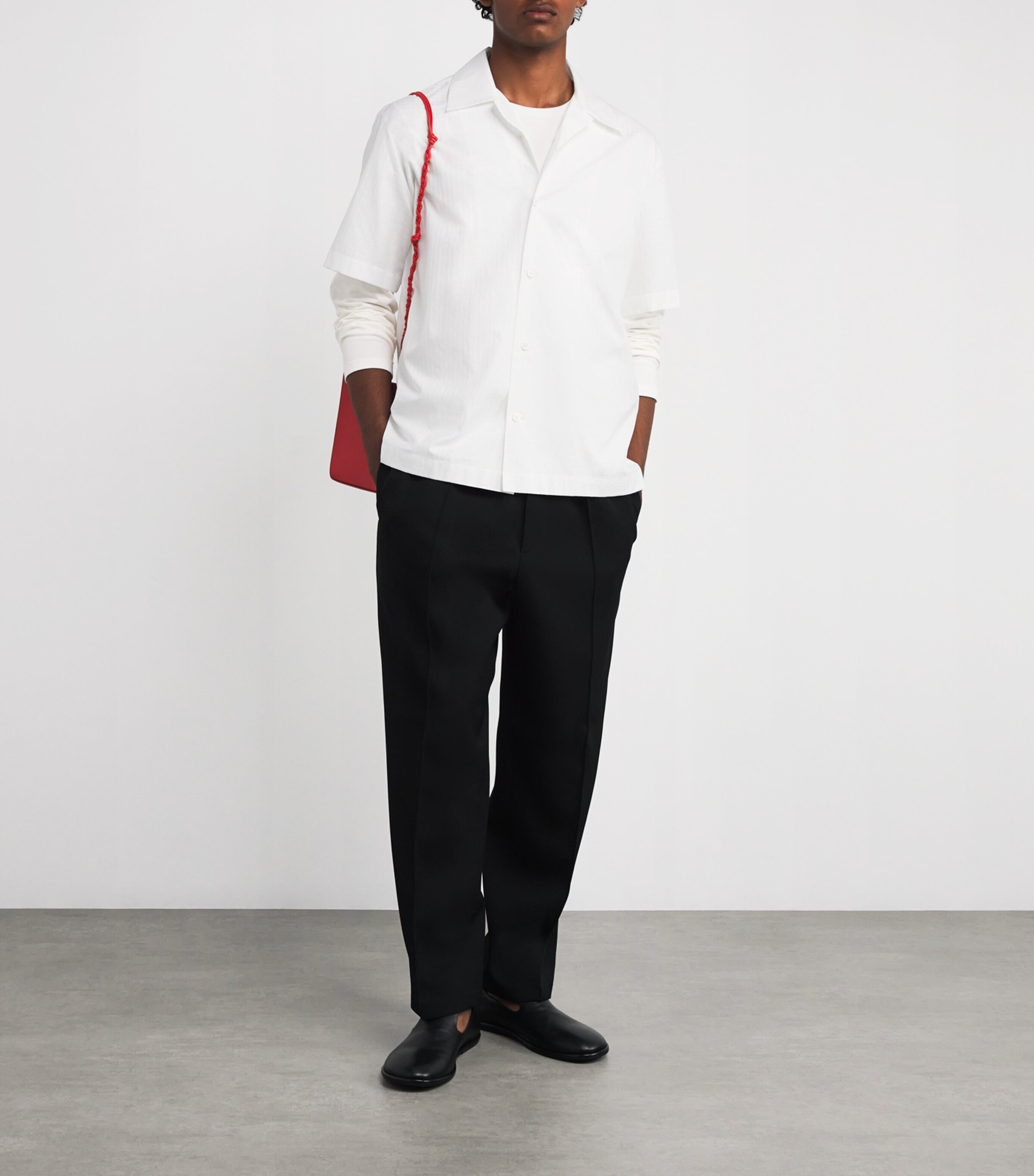 Jil Sander Mens Cotton Logo-Patch T-Shirt Porcelain Image 2