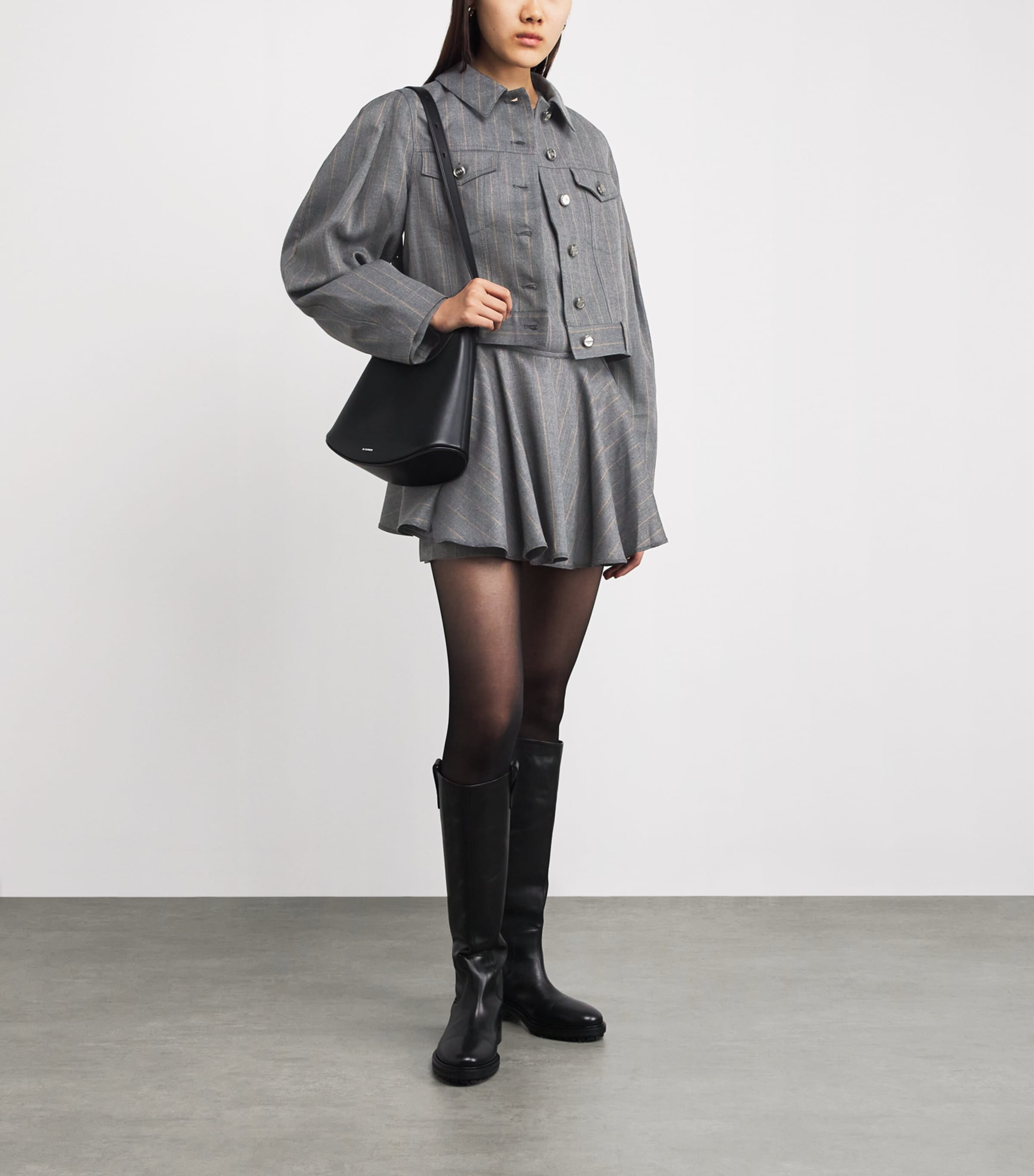 Cropped Stripe Jacket 205 PEWTER Image 2