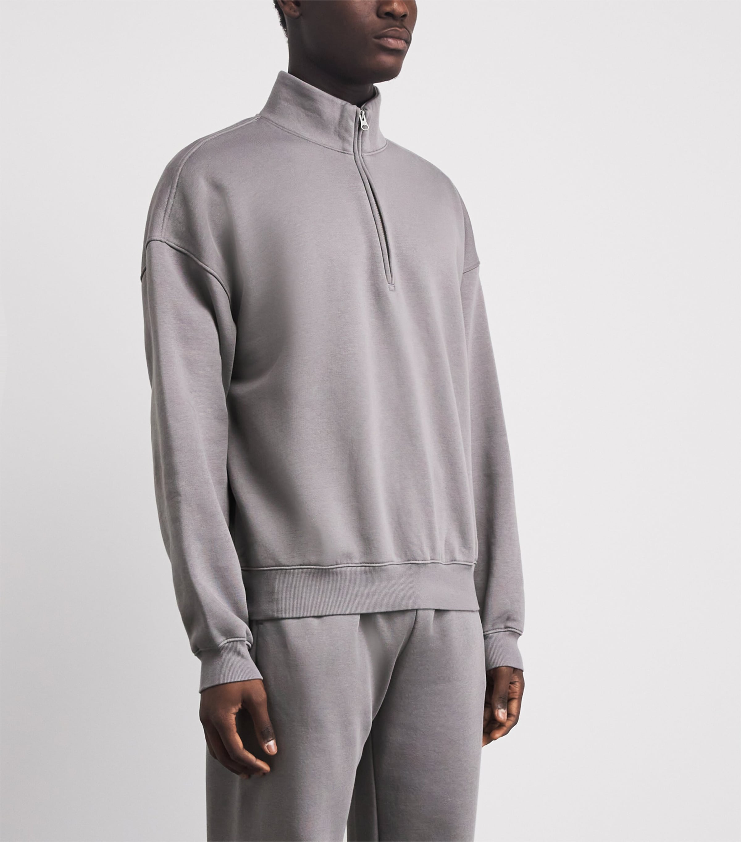 Skims Mens Fleece Lounge Relaxed Half-Zip Sweatshirt Tp Scl Shadow Image 4