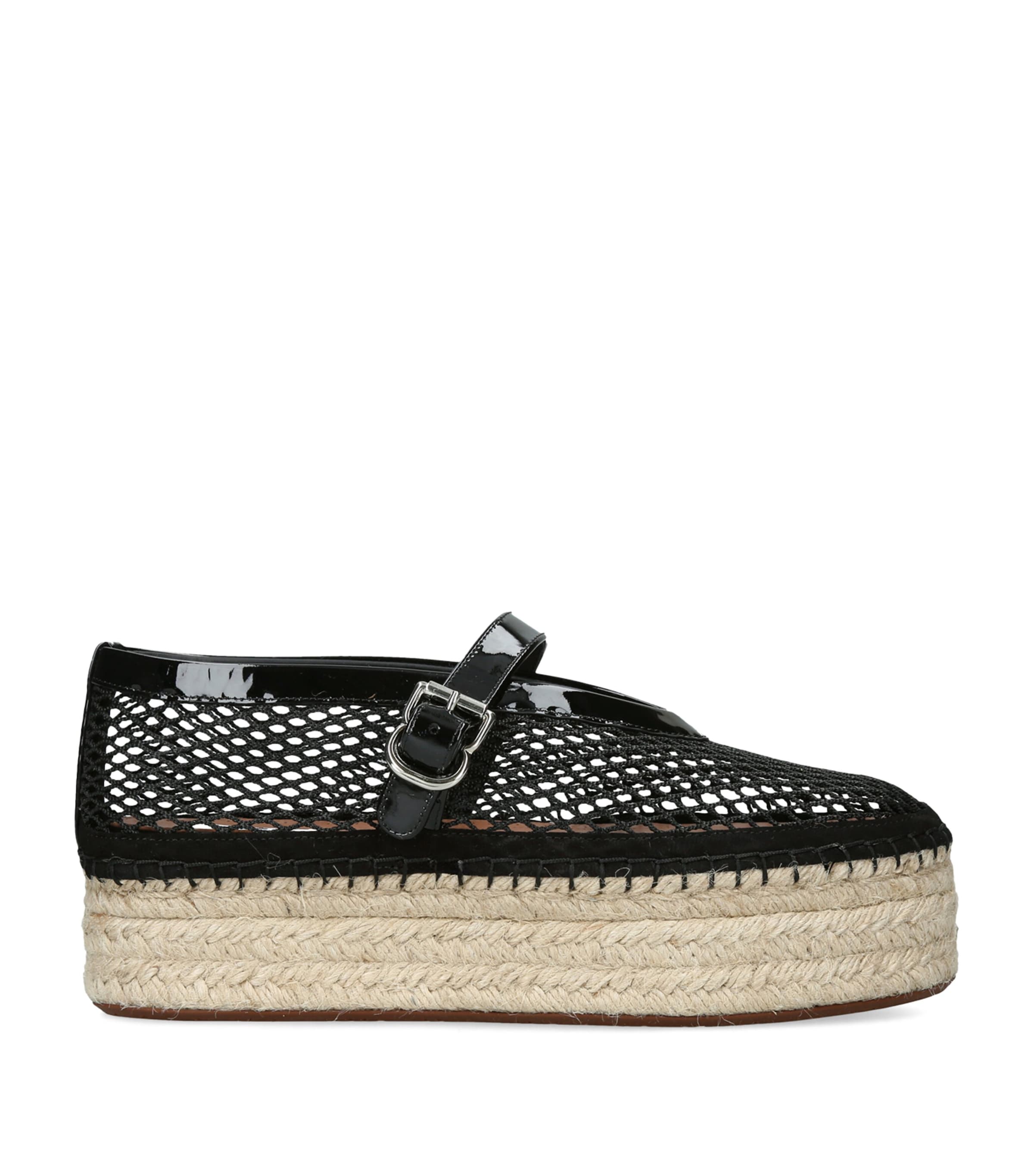 Alaïa Patent Leather Mesh Espadrilles Black Image 1