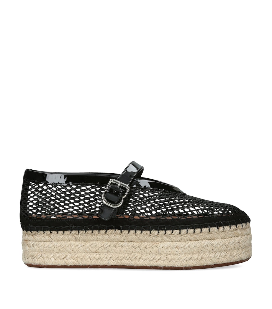 Alaïa Patent Leather Mesh Espadrilles Black Image 1