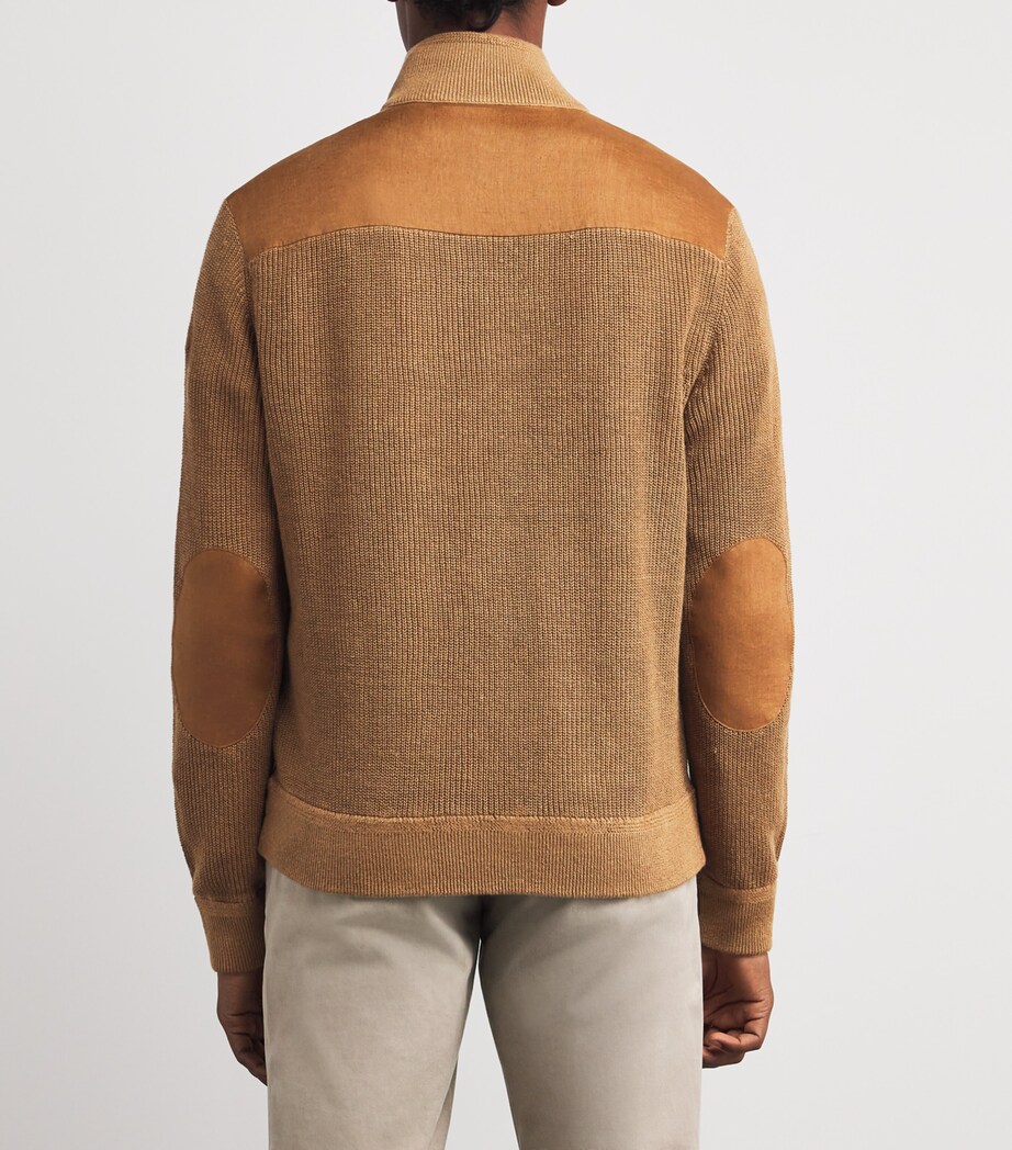 Polo Ralph Lauren Mens Linen Cardigan Brown Image 4