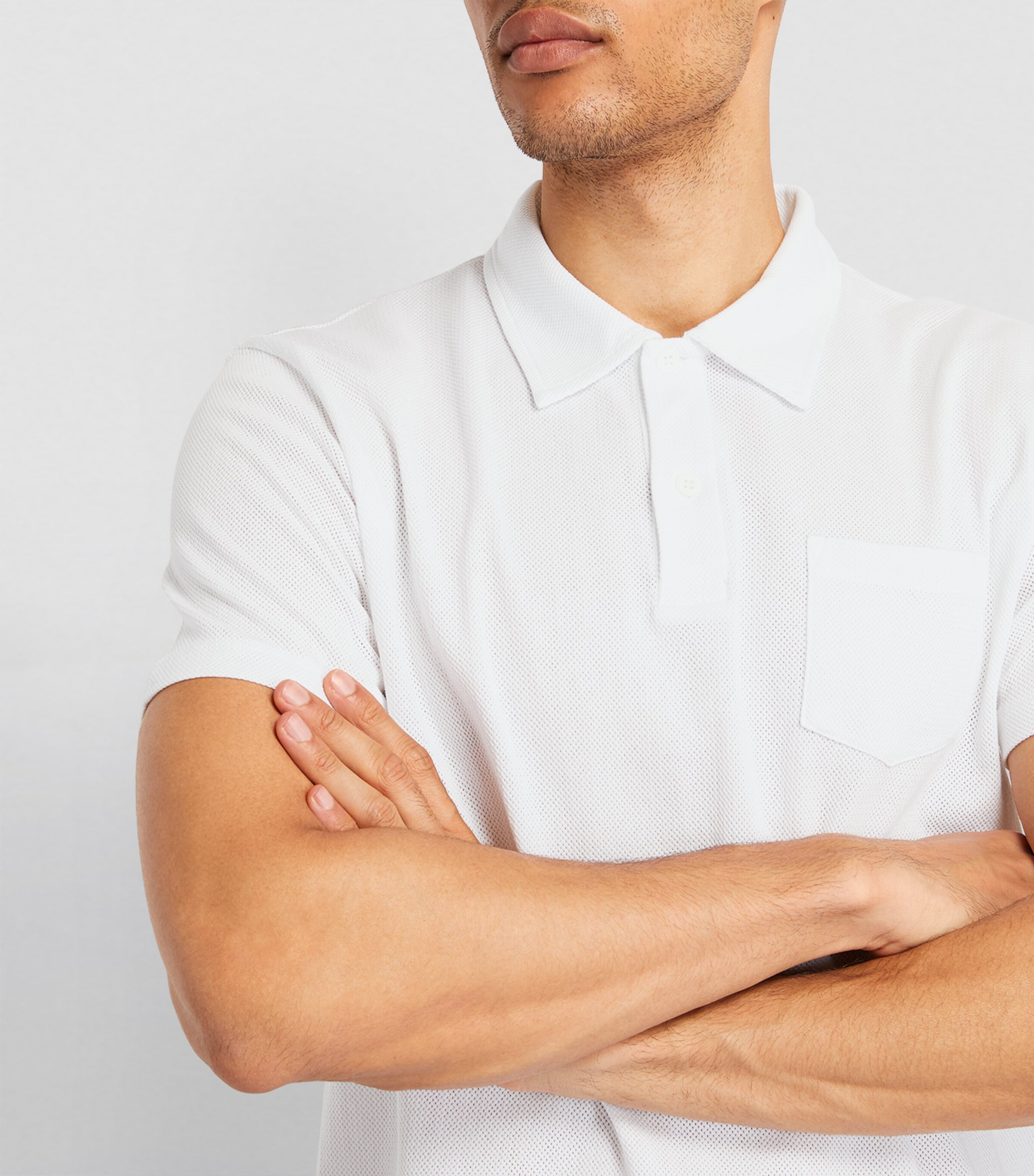Sunspel Mens Supima Cotton Riviera Polo Shirt Whaa White Image 6