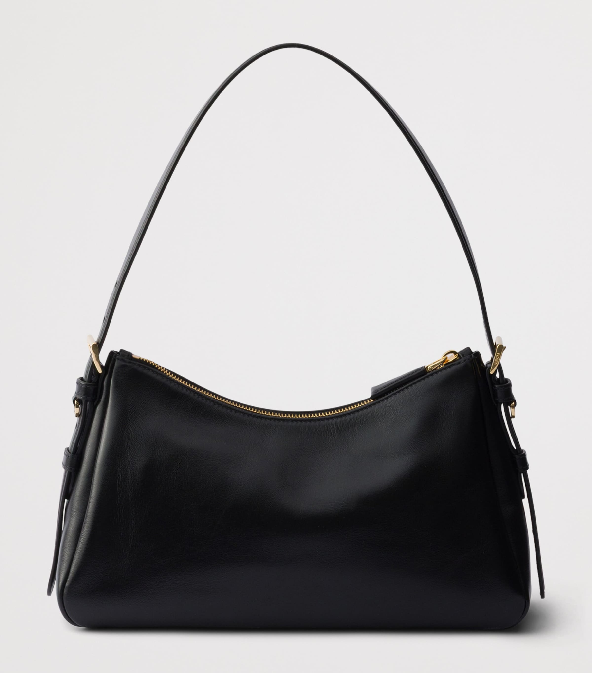 Prada Medium Leather Aimée Shoulder Bag Black Image 3