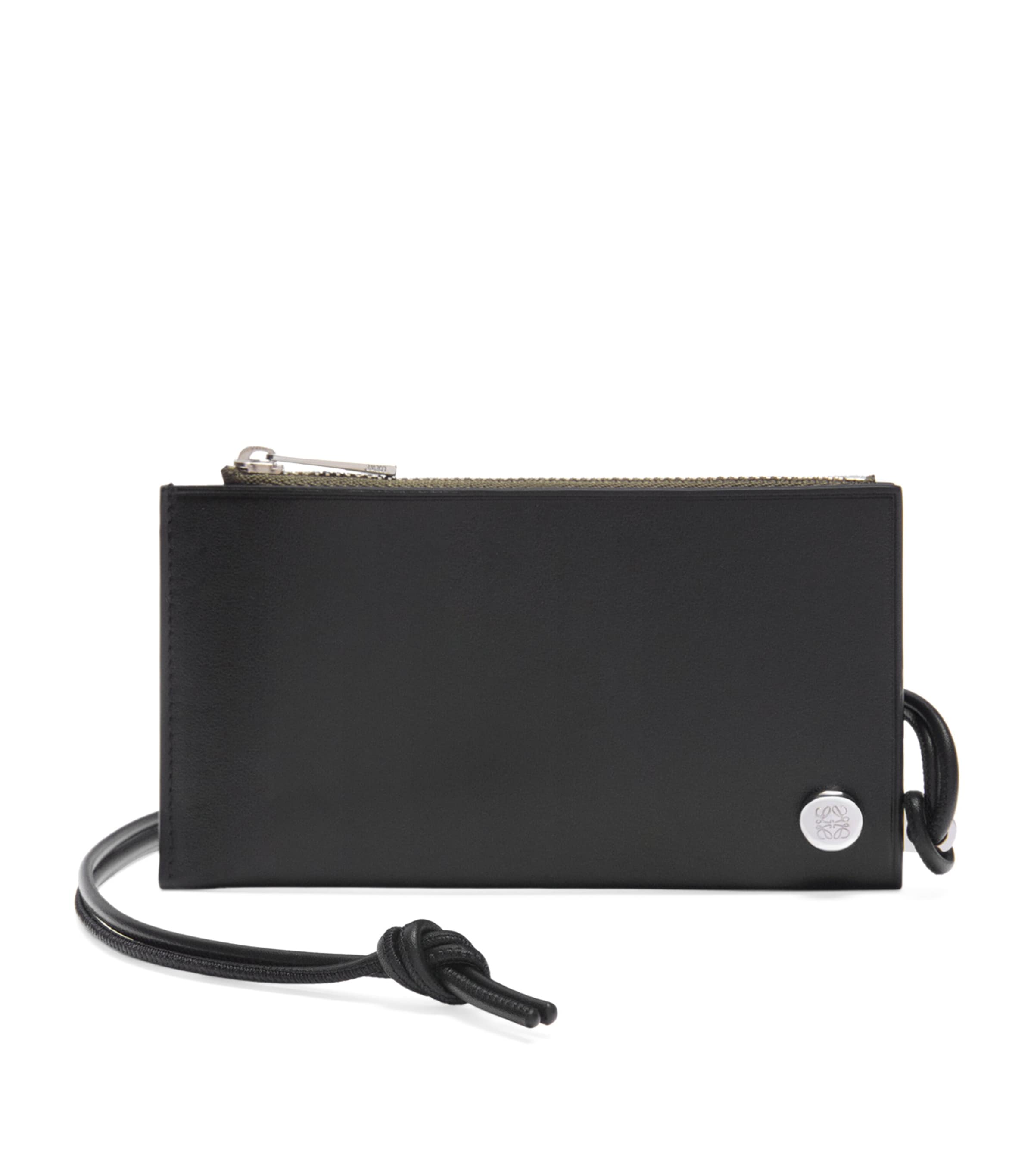Loewe Leather Pebble Slider Coin Card Holder In Black