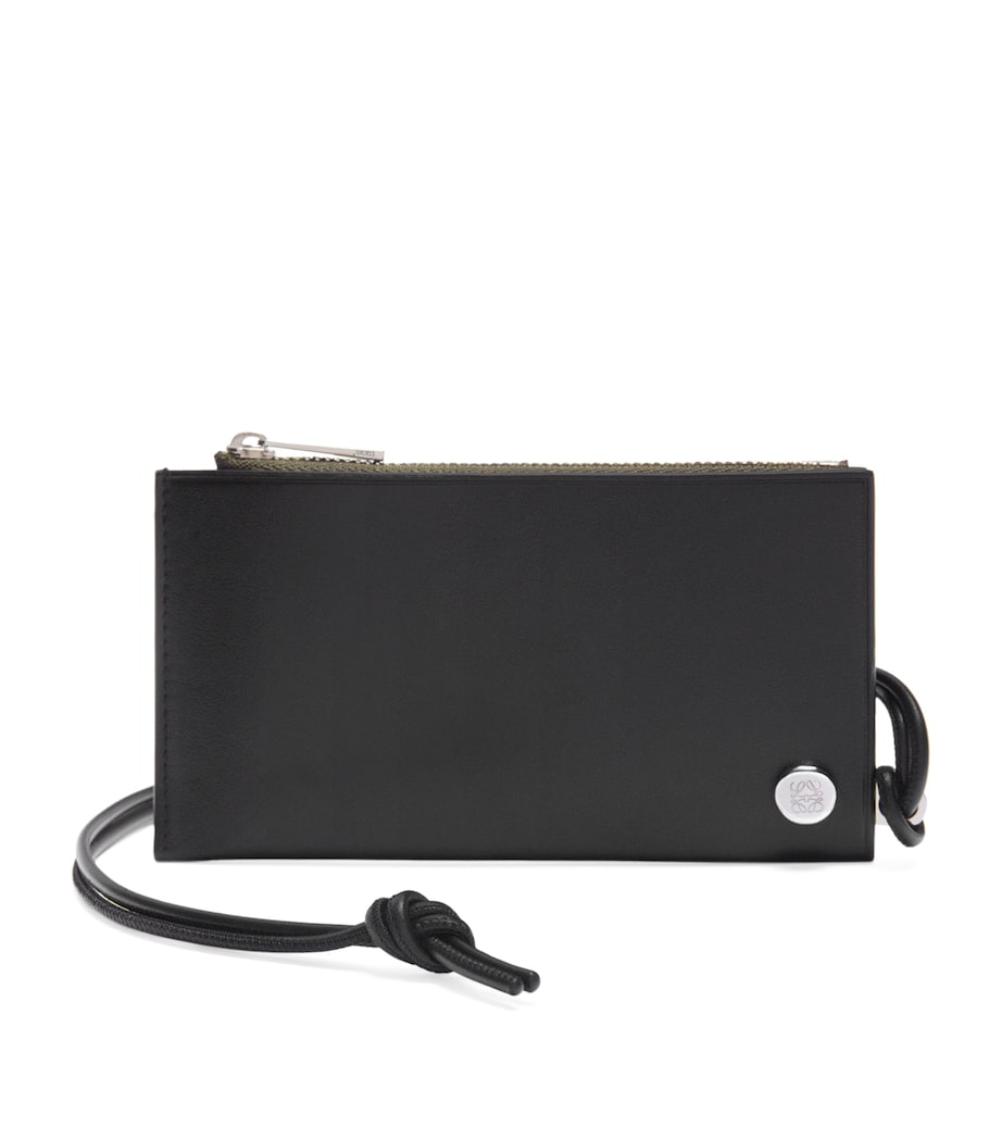 Leather Pebble Slider Coin Card Holder BLACK/DARK KHAKI Image 1