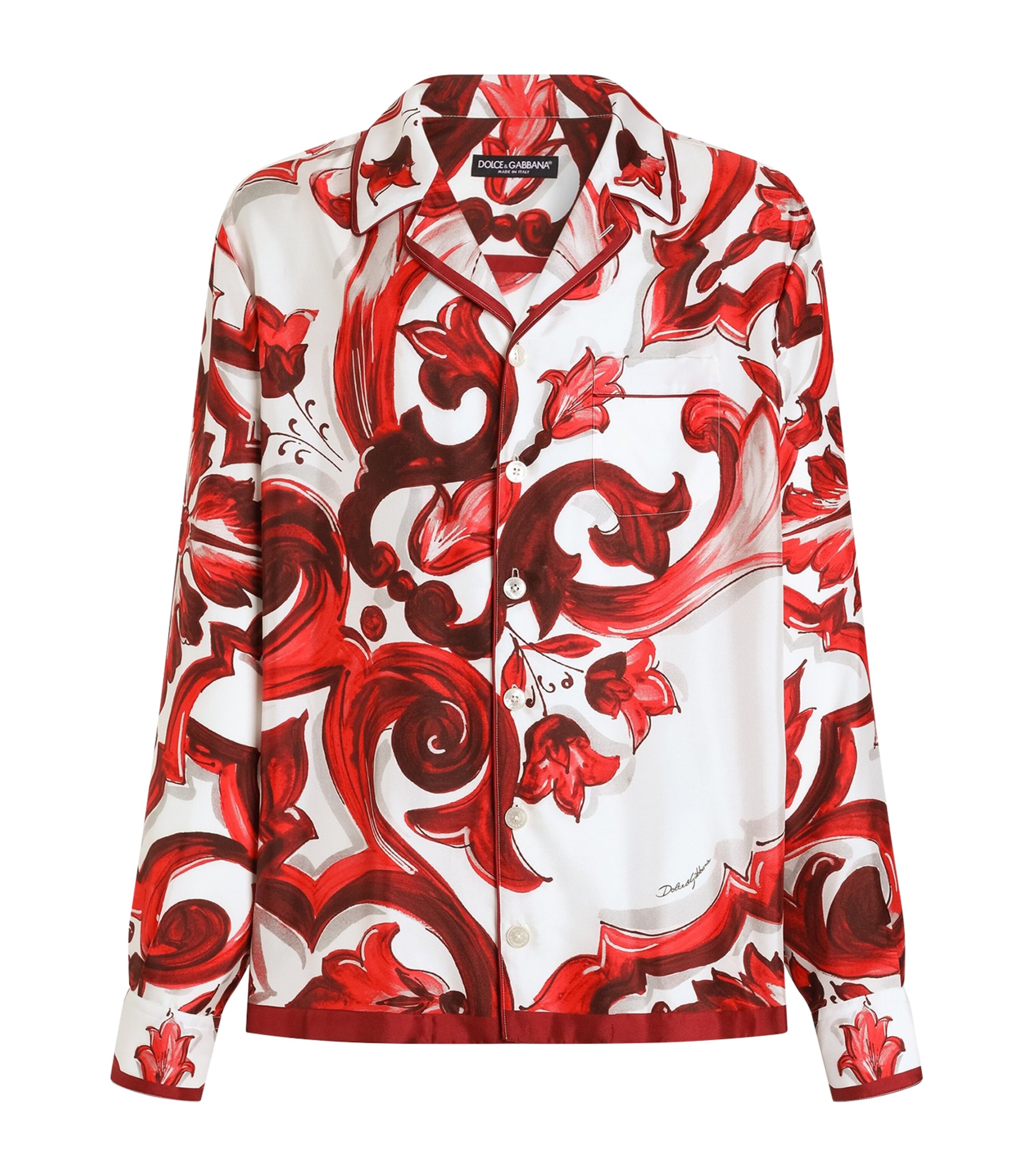 Dolce&Gabbana Mens Silk Shirt Maiolica Rub Image 1