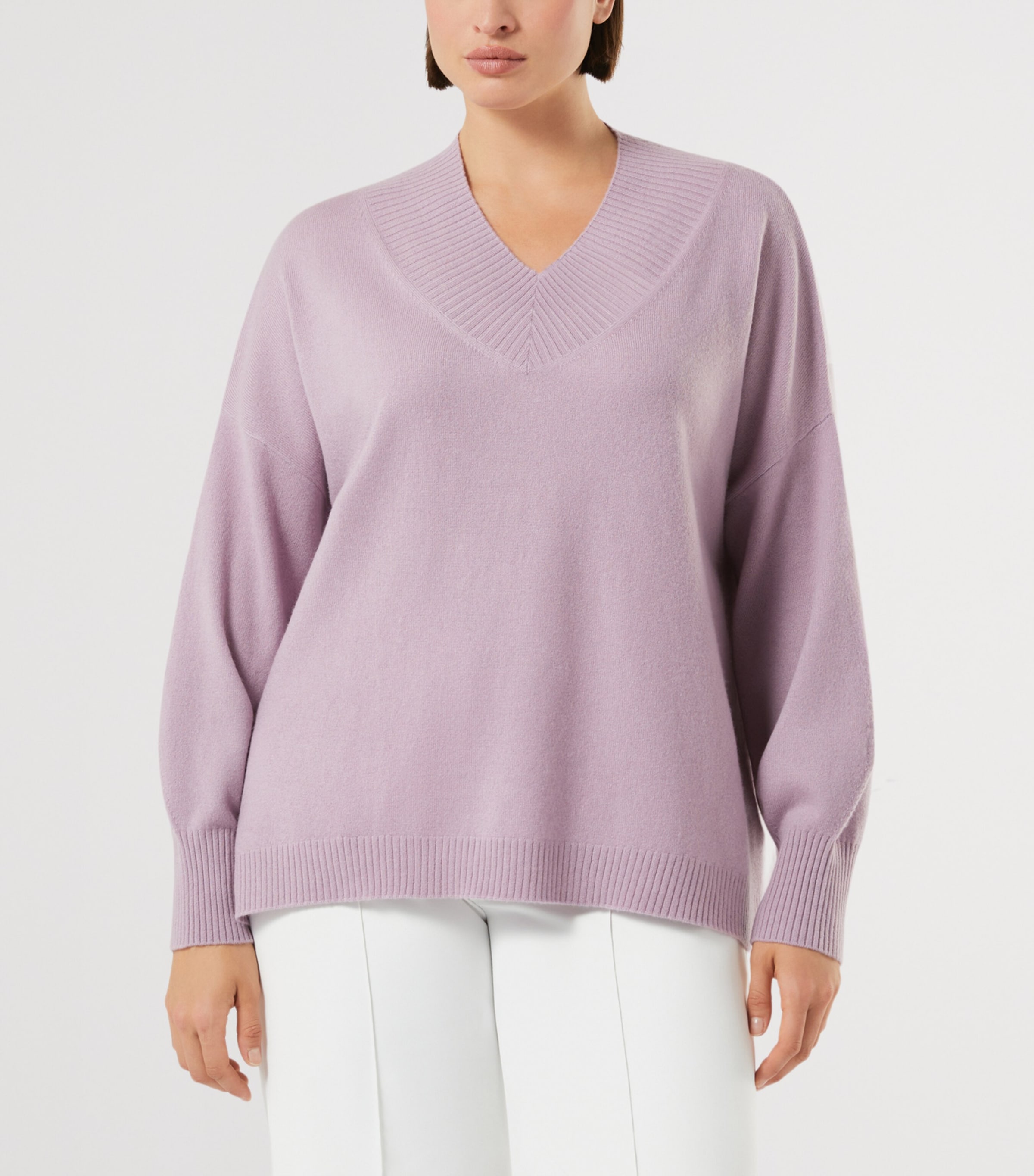 Marina Rinaldi Womens Cashmere V-Neck Sweater Lilac Image 2