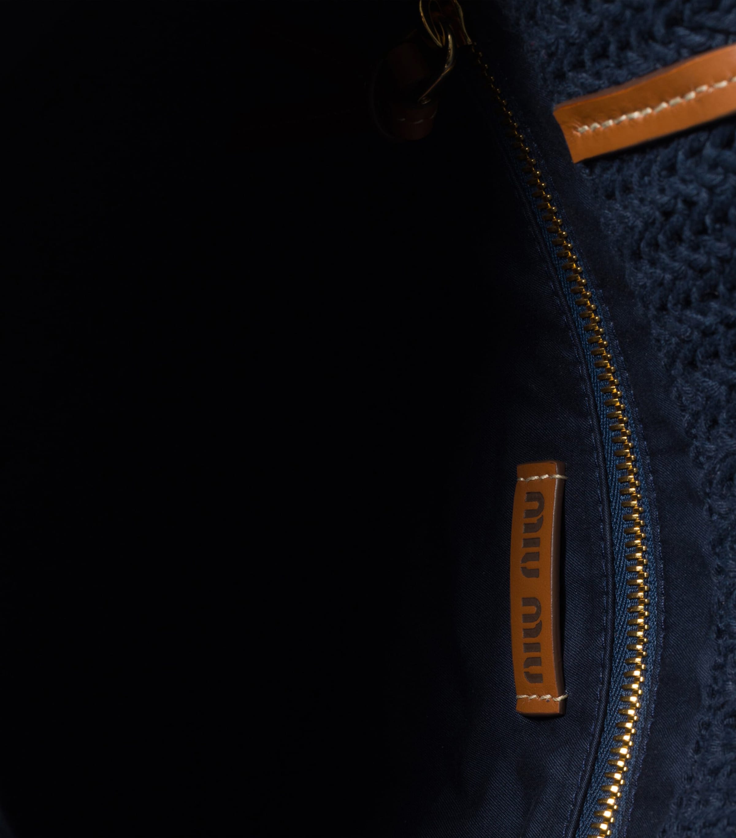 Miu Miu Raffia-Effect Woven Tote Bag Blue Image 5