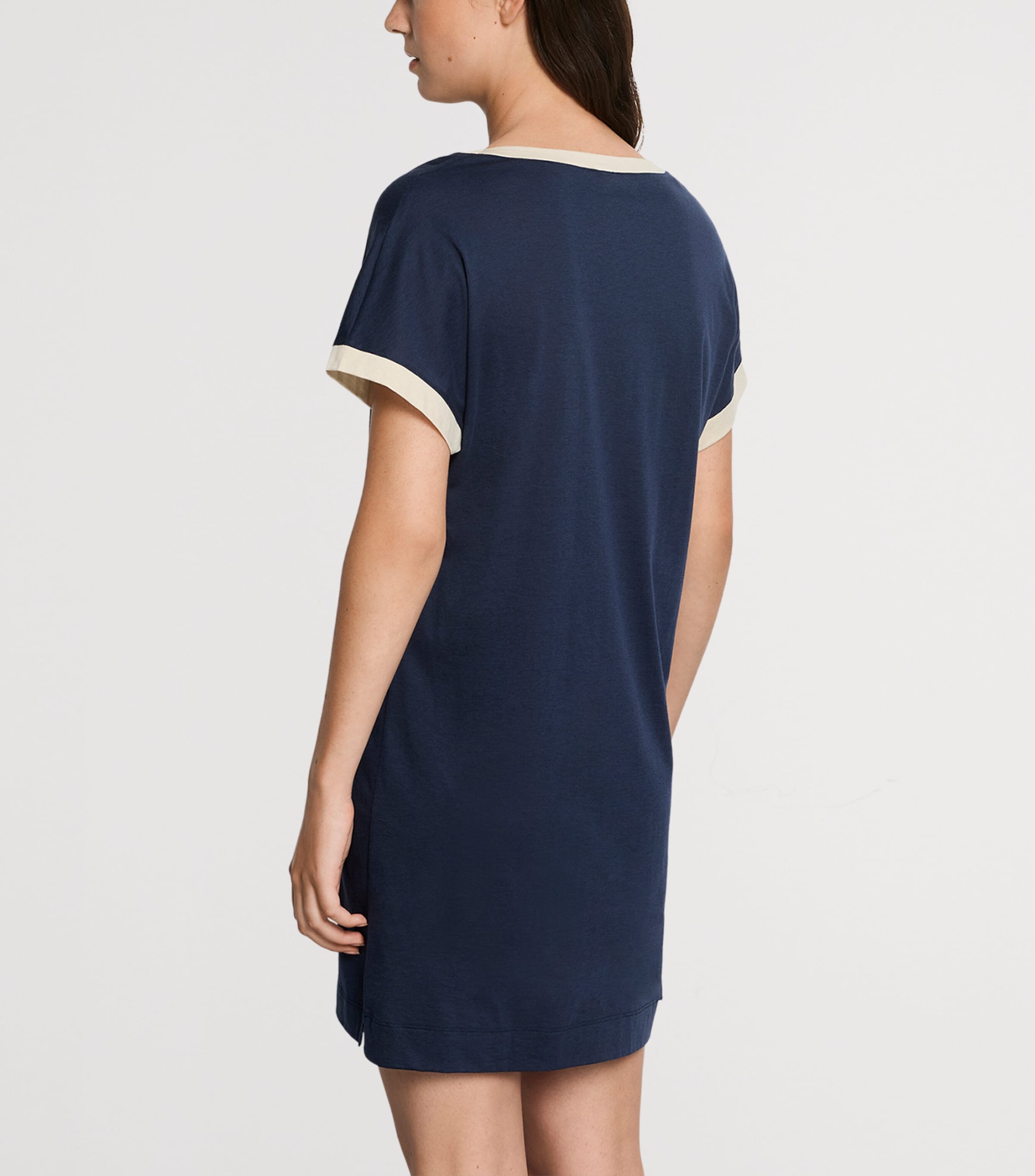 Hanro Womens Cotton-Modal Laura Nightdress Deep Navy Image 3