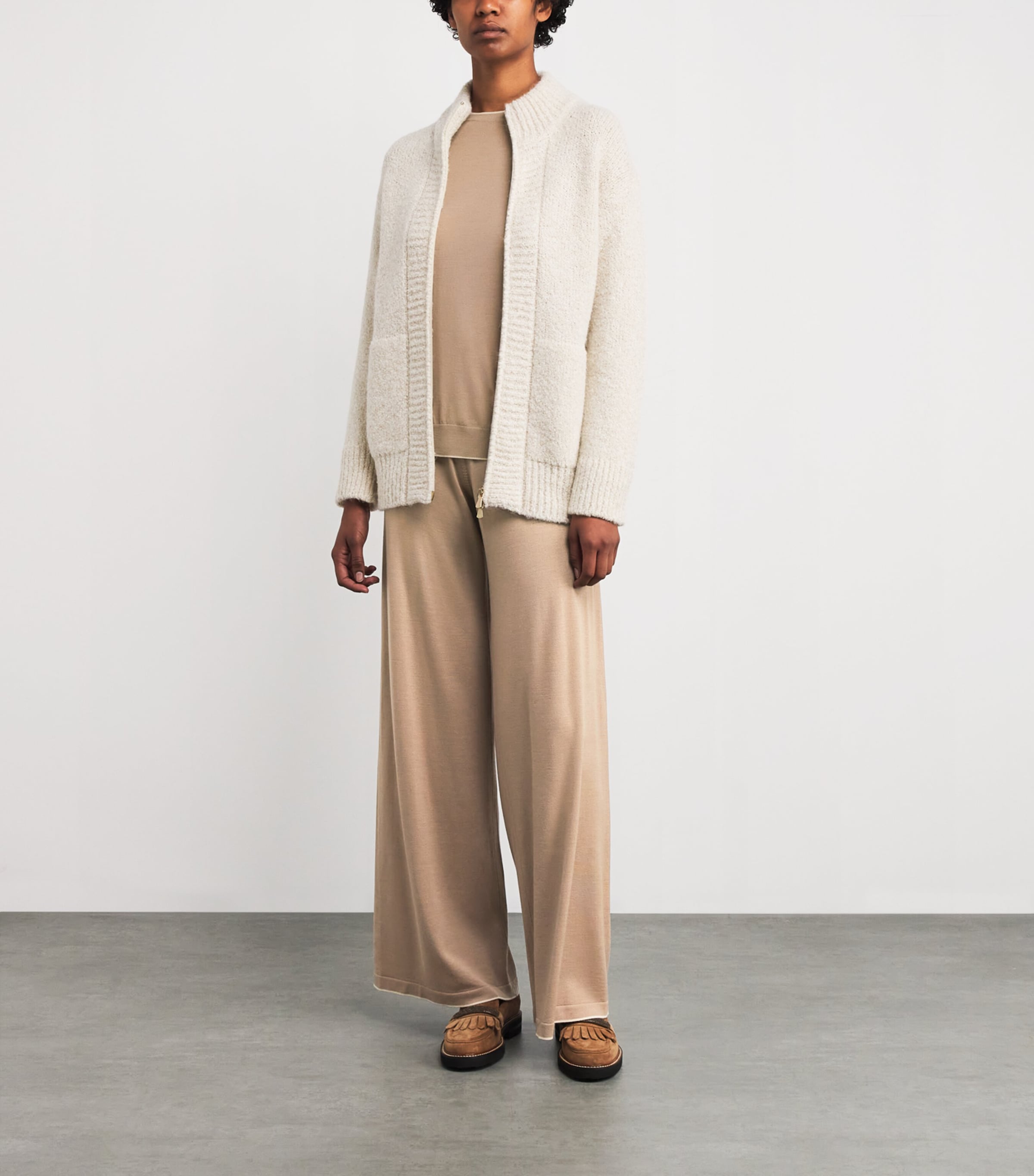 Wool Crew-Neck Long-Sleeve Top CAMMELLO, SABBIA Image 2