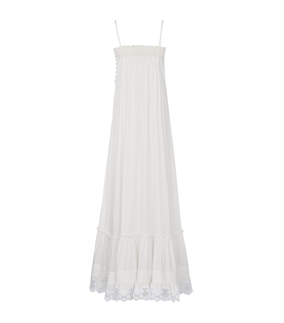Saint Laurent Womens Cotton Lace Trim Maxi Dress Image 2