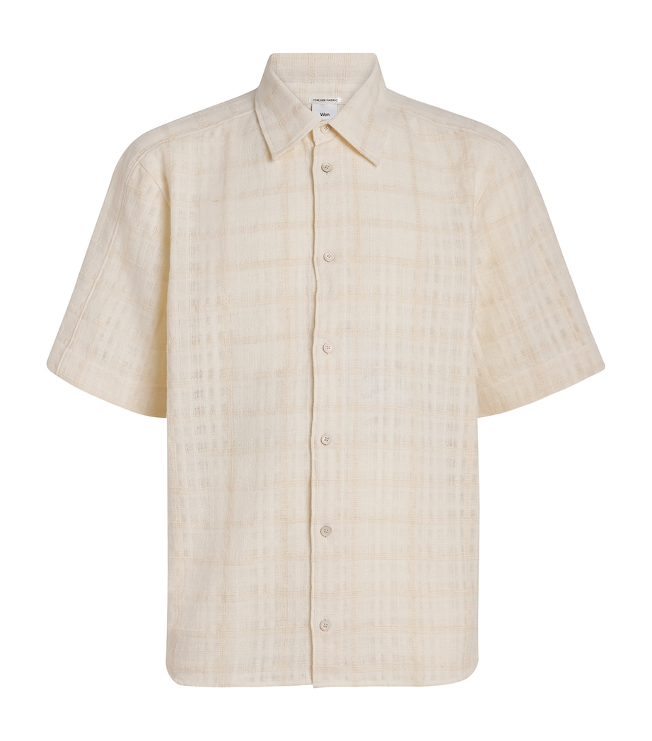 Won Hundred Mens Cotton-Blend Check Short-Sleeve Shirt Cannoli Cream Image 1