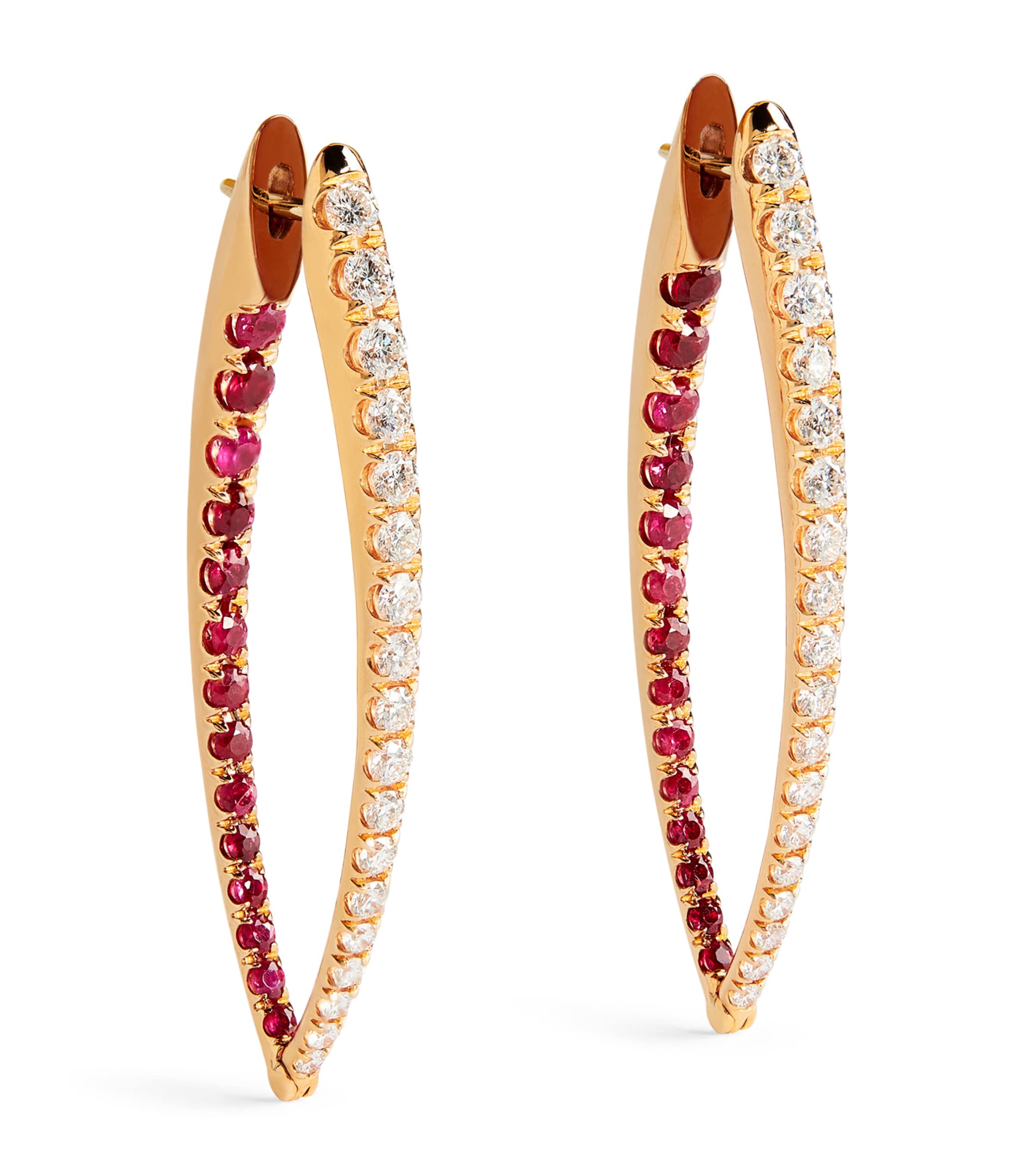 Melissa Kaye Large Rose Gold, Diamond And Ruby Cristina Earrings