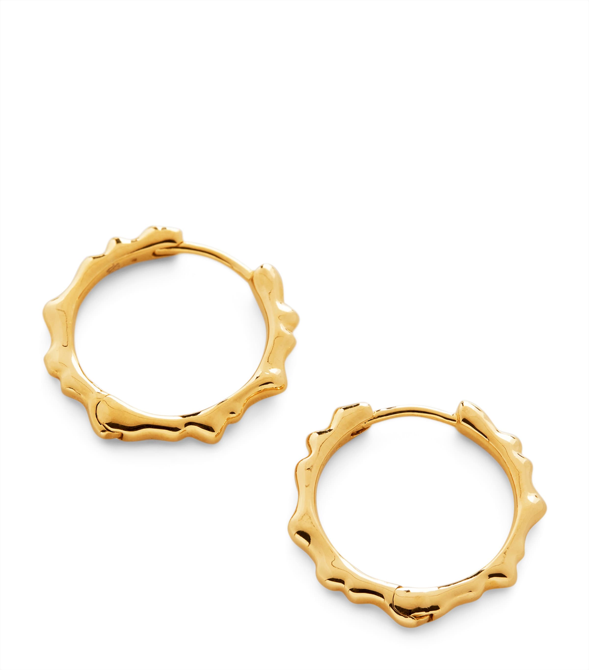 Monica Vinader Small Gold Vermeil Siren Ripple Huggie Earrings In Brown