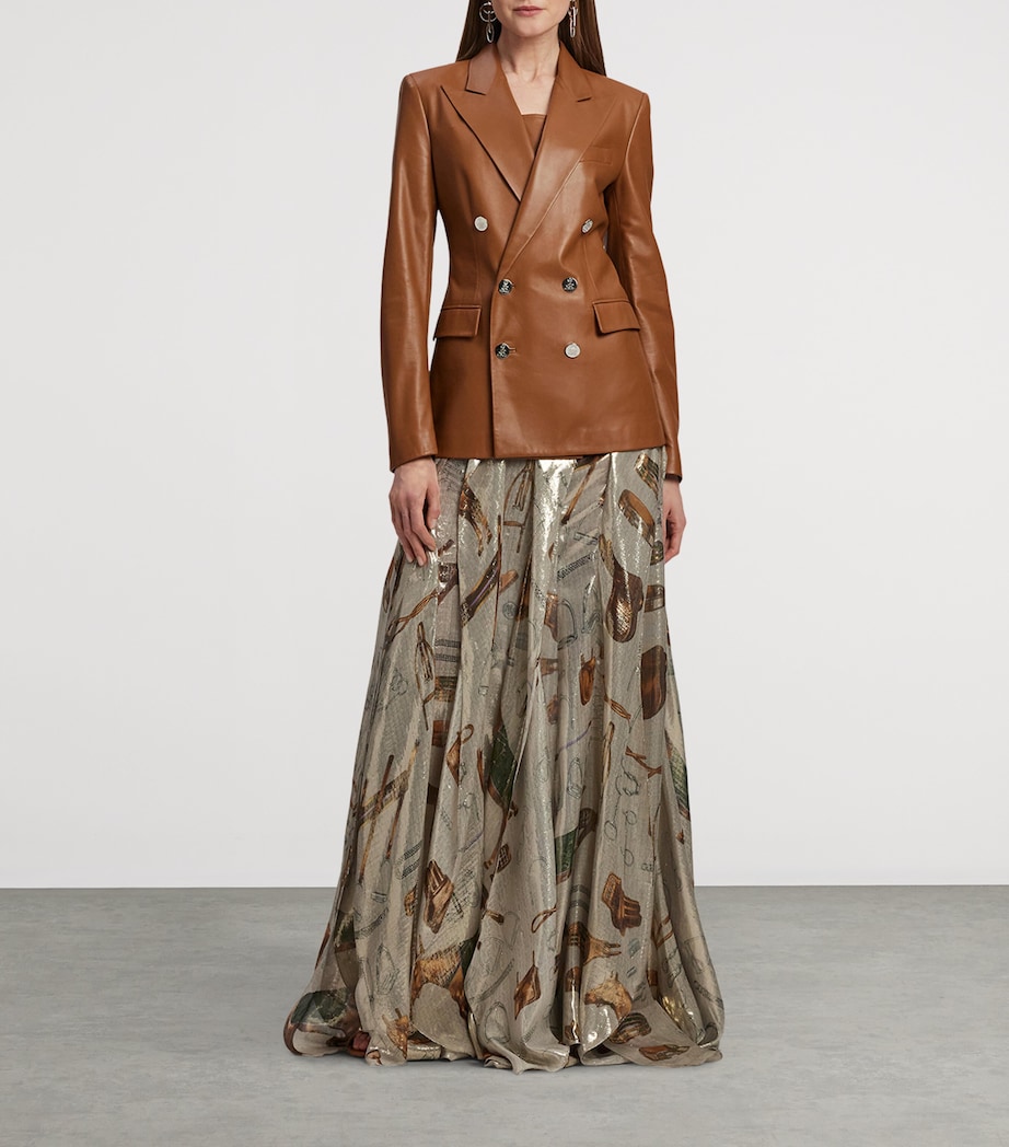 Leather Double-Breasted Blazer LIGHT TOFFEE Image 10