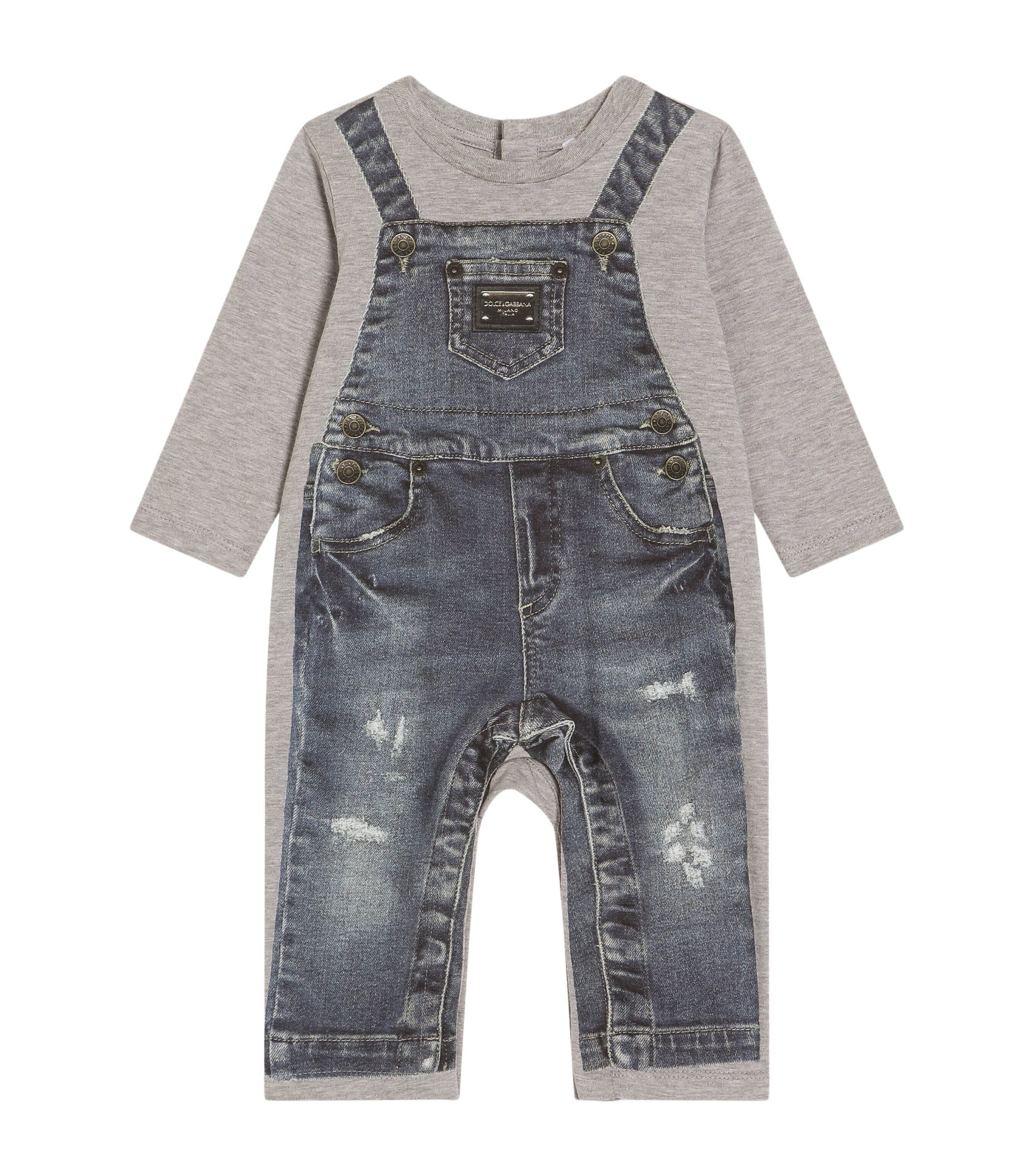 Dolce & Gabbana Dolce&gabbana Kids Cotton Printed Playsuit In Gray