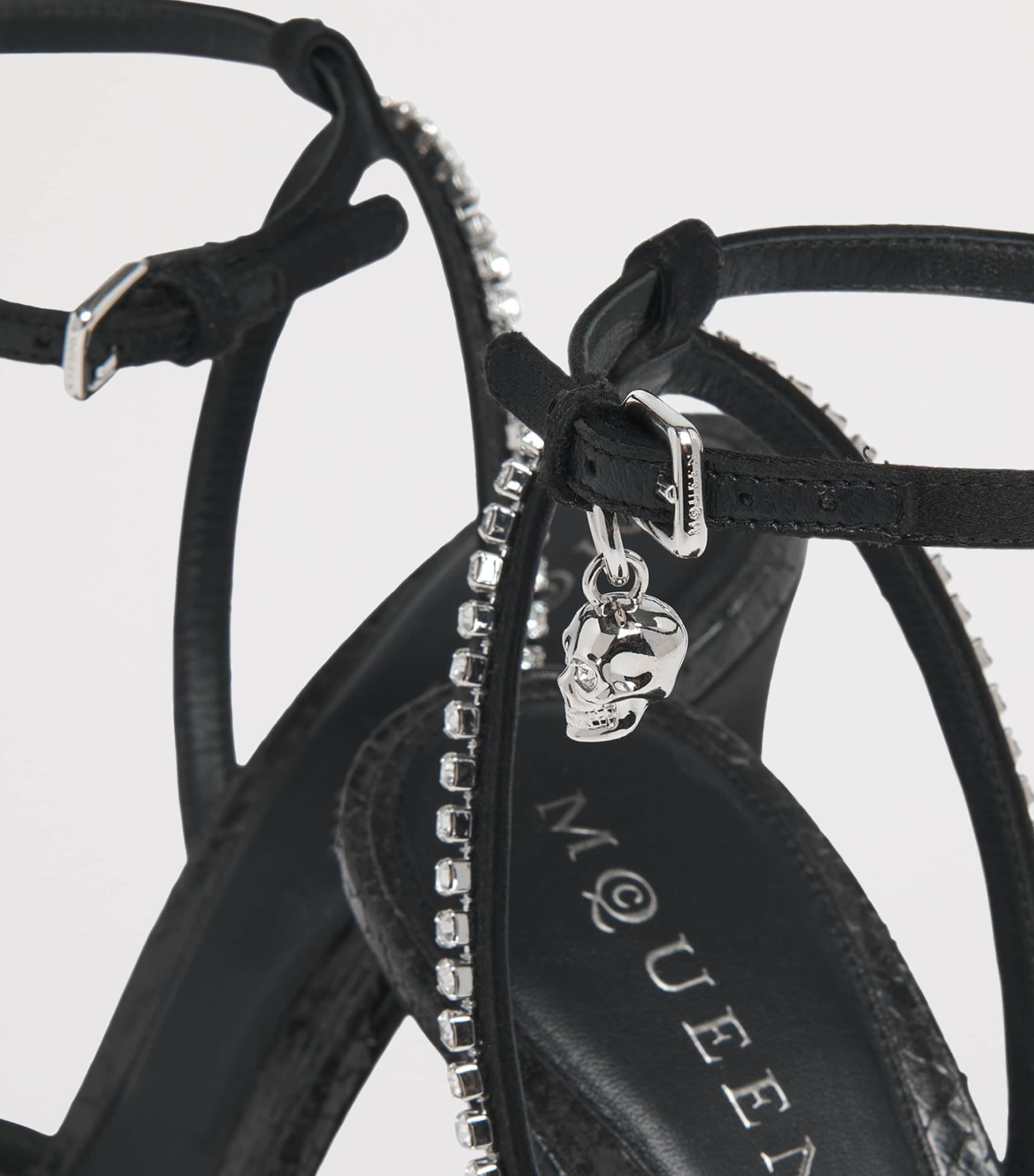 Leather Crystal Bow Heeled Sandals 105 1064 Image 4