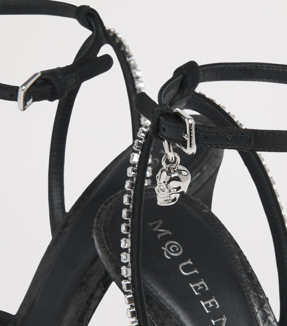 Leather Crystal Bow Heeled Sandals 105 1064 Image 4