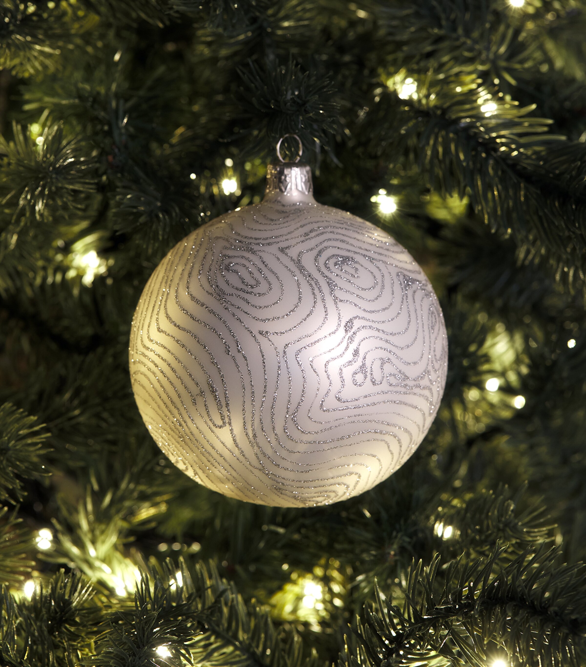 Harrods Glitter Spider Web Bauble Matt White Image 3