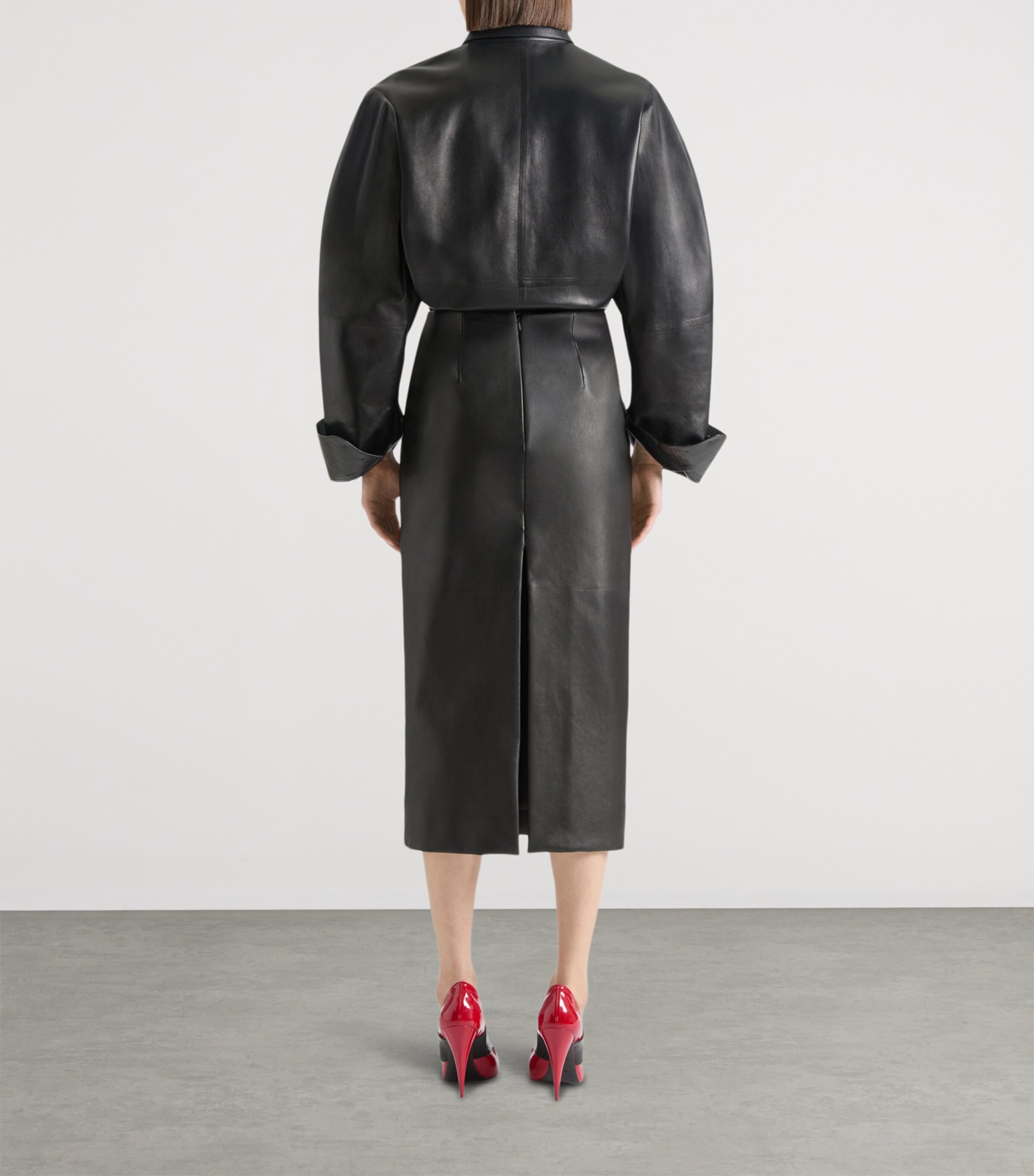 Givenchy Womens Cocoon Leather Shirt Black Image 3