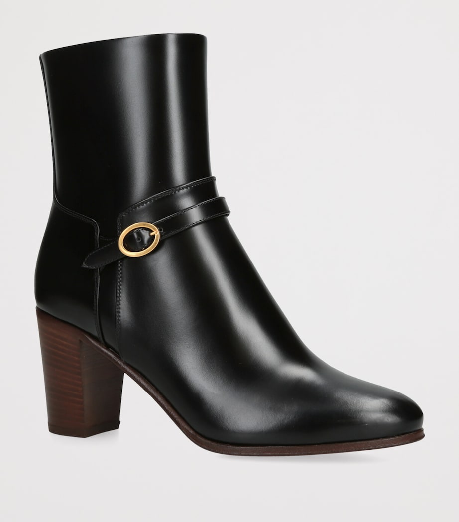 Leather Pattie Heeled Ankle Boots 75 BLACK Image 3