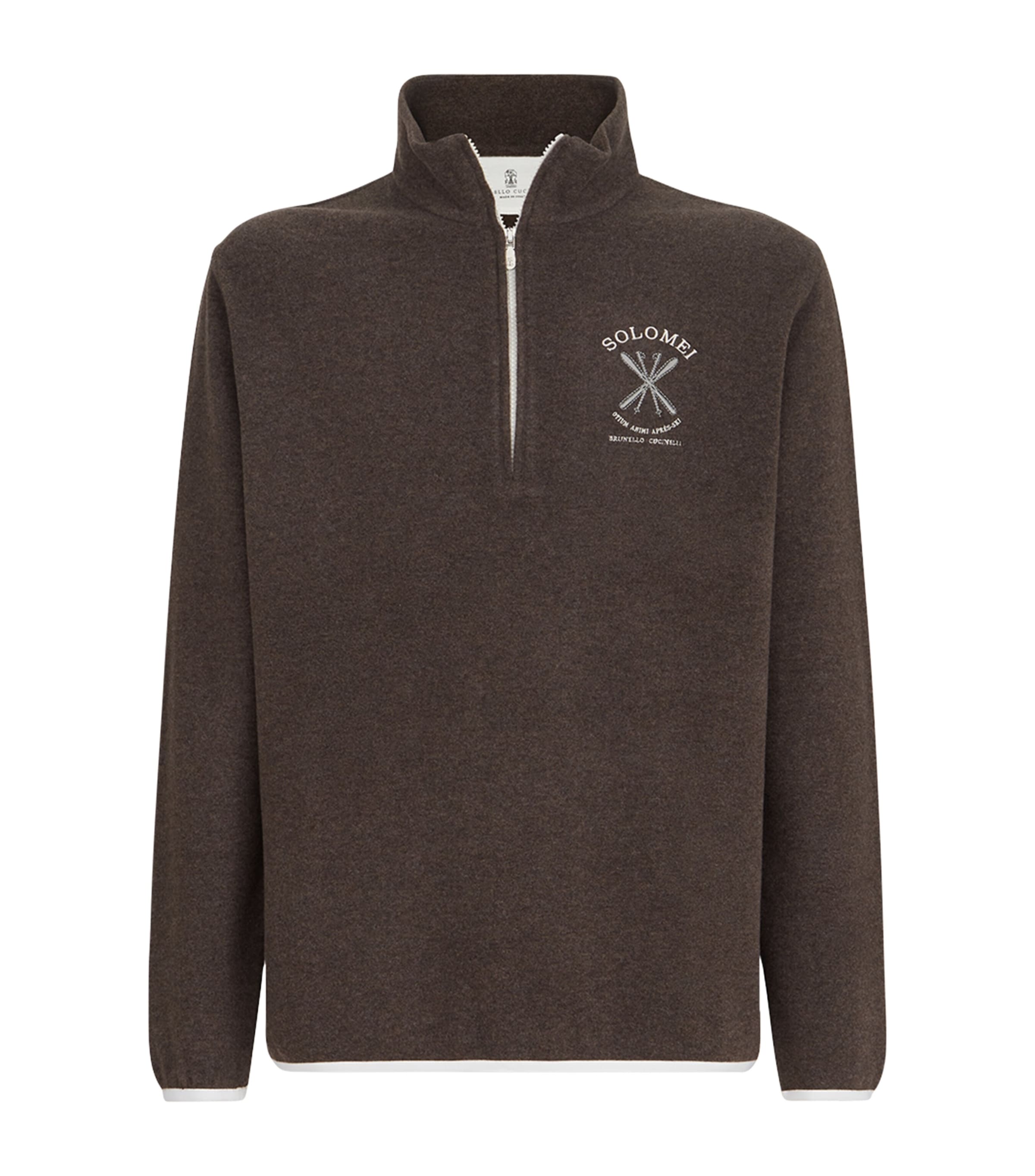Brunello Cucinelli Mens Cashmere-Blend Quarter-Zip Sweatshirt Image 1