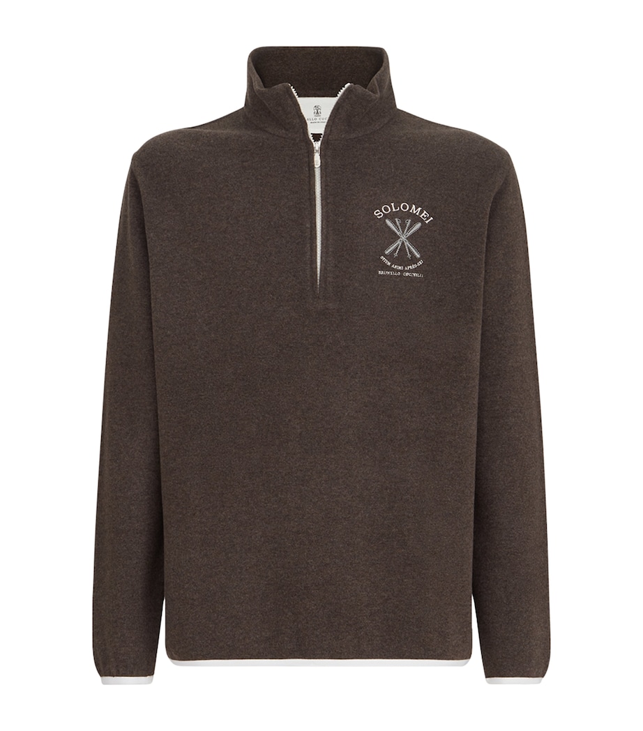 Brunello Cucinelli Mens Cashmere-Blend Quarter-Zip Sweatshirt Image 1