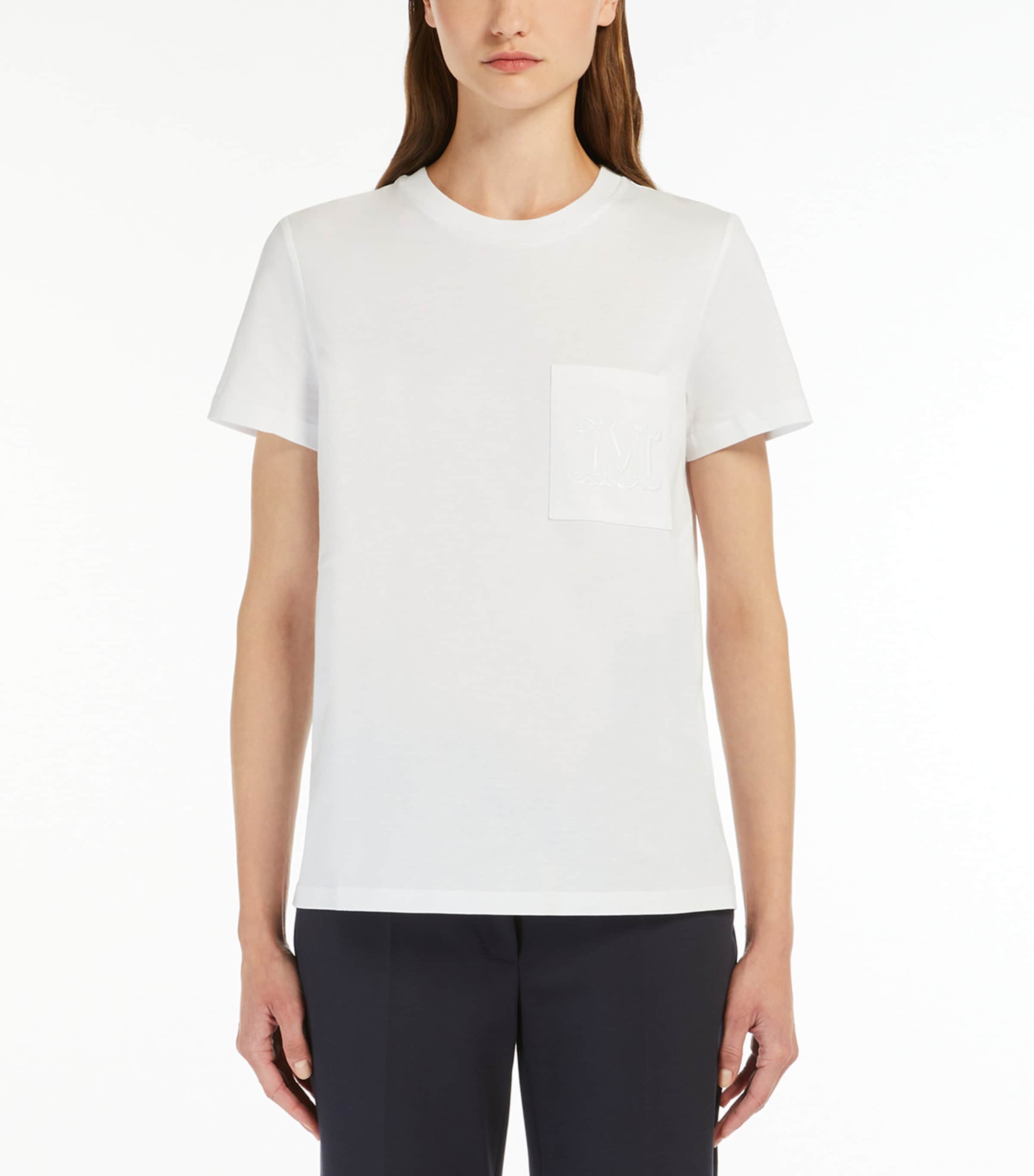 Max Mara Womens Cotton Logo T-Shirt Optical White Image 2