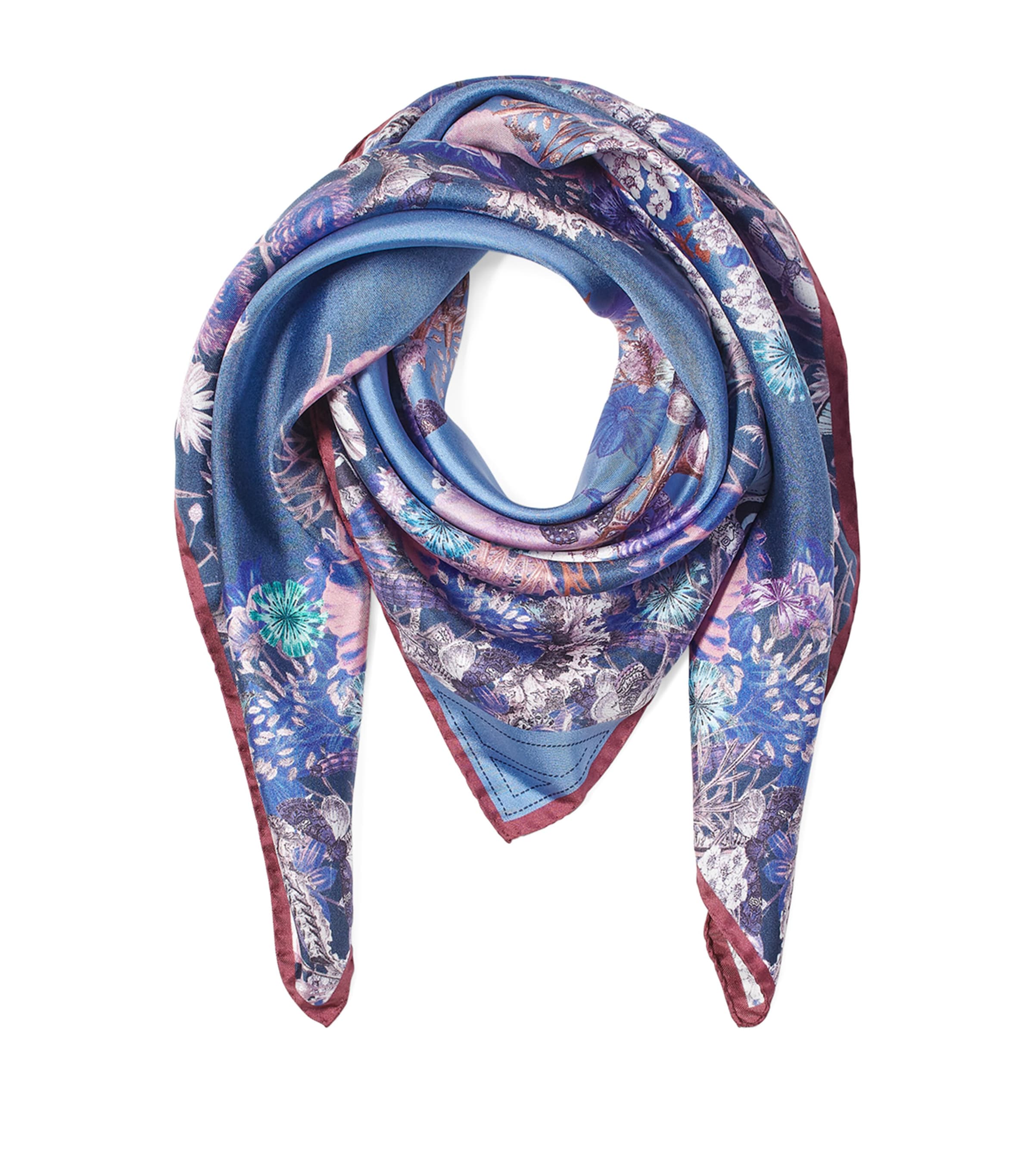 Silk Floral Scarf MIDNIGHT BLUE Image 3