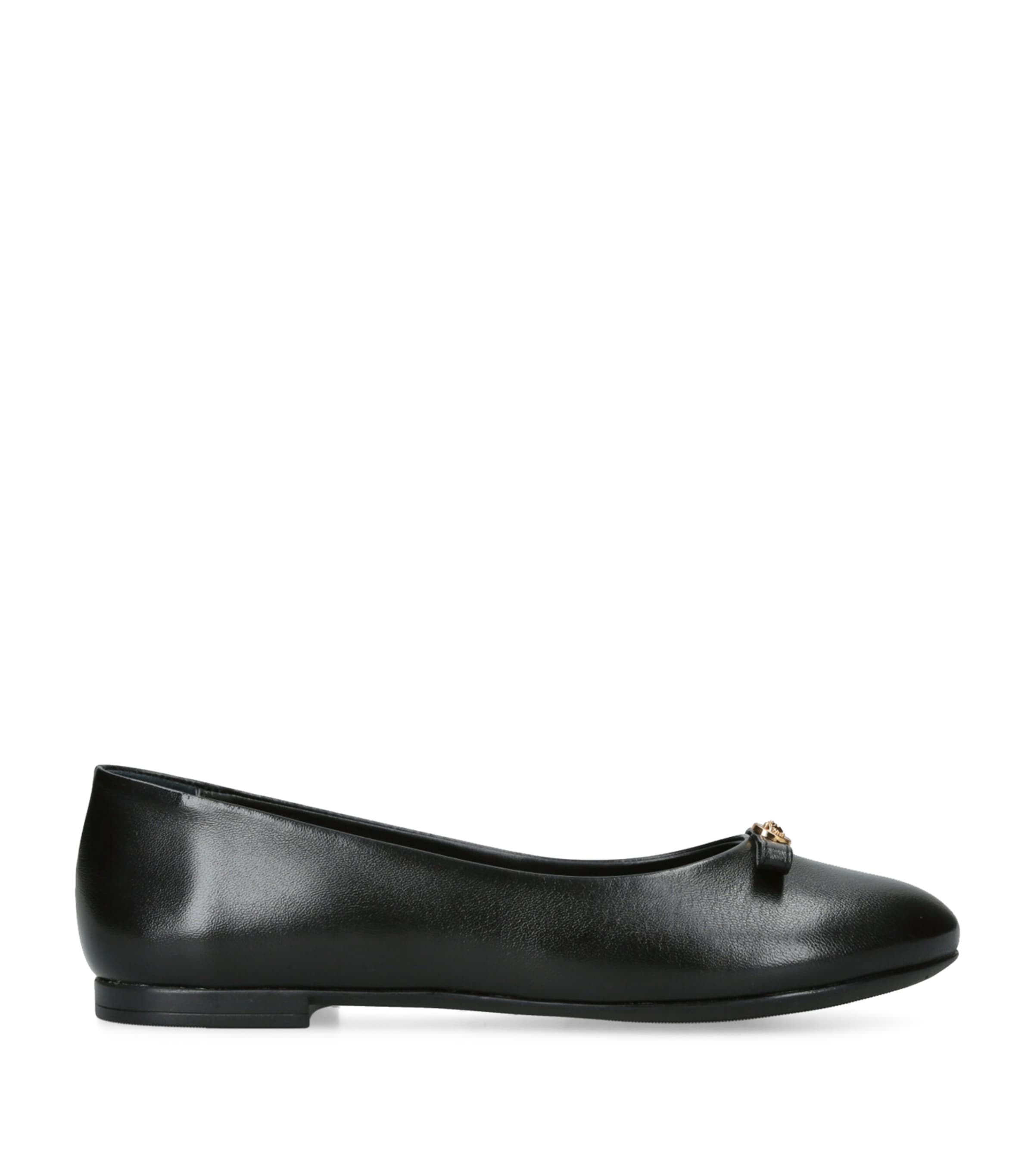 Versace Leather Ballet Flats In Black