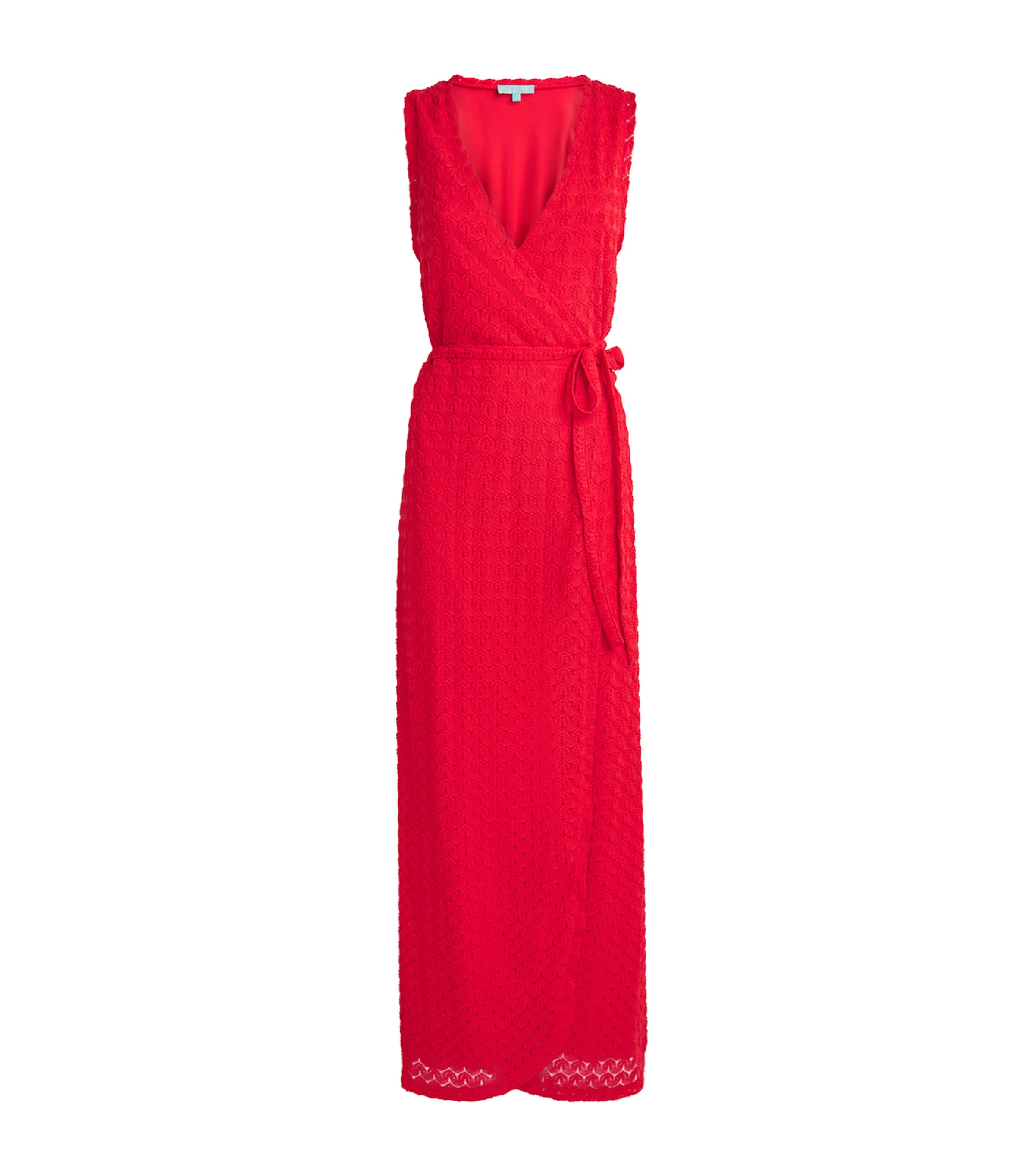 Melissa Odabash Womens Crochet Zima Tie-Waist Kaftan Red Image 1