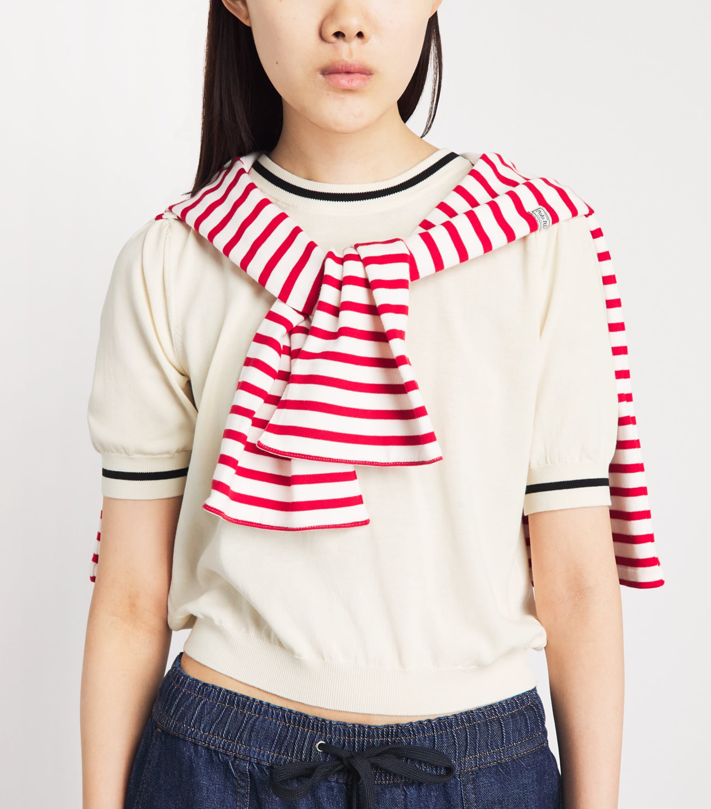 FRAME Womens Cotton-Blend Short-Sleeve Sweater Cream Image 3
