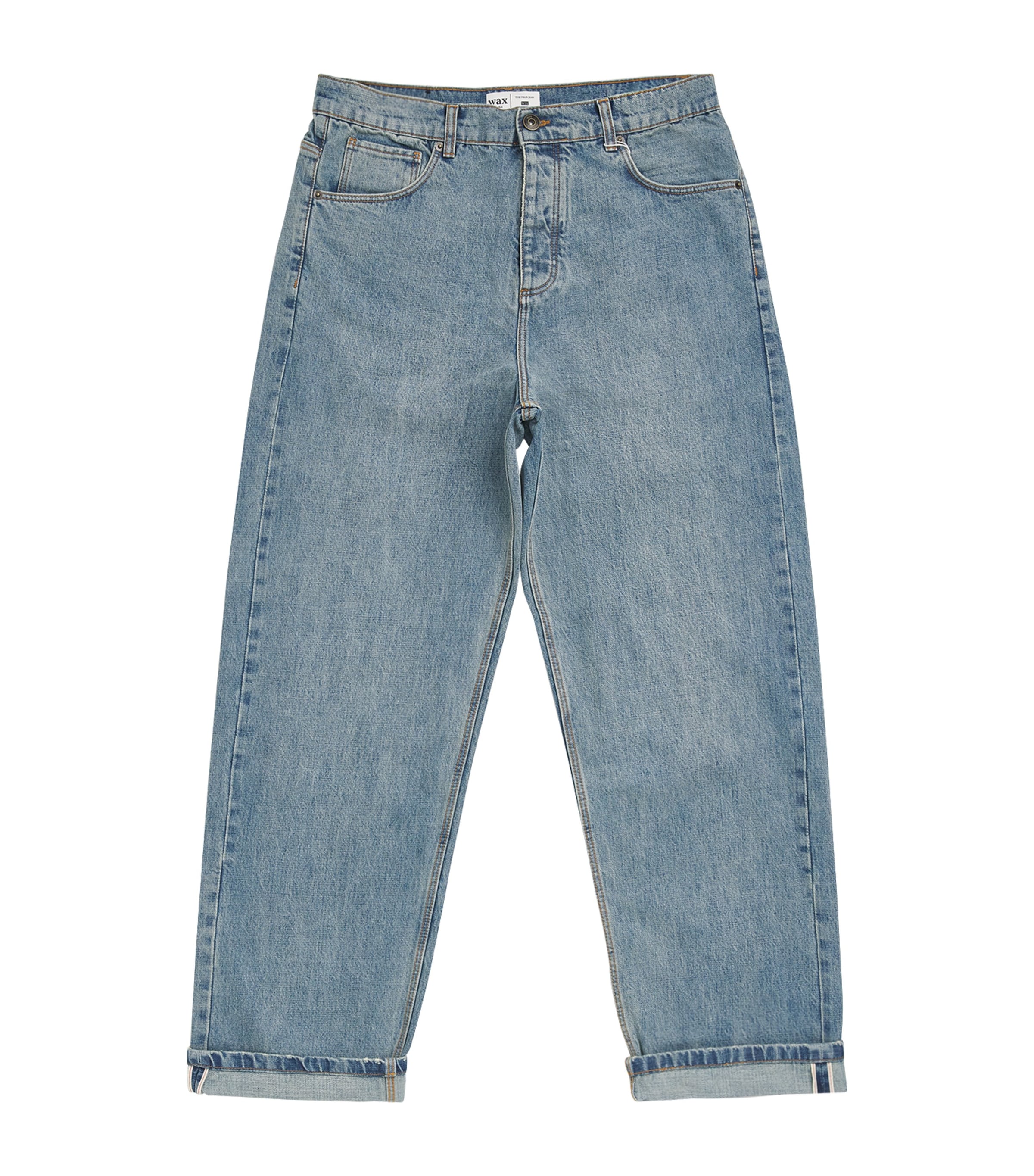 Wax London Mens Straight Felix Jeans Blue Wash Image 1