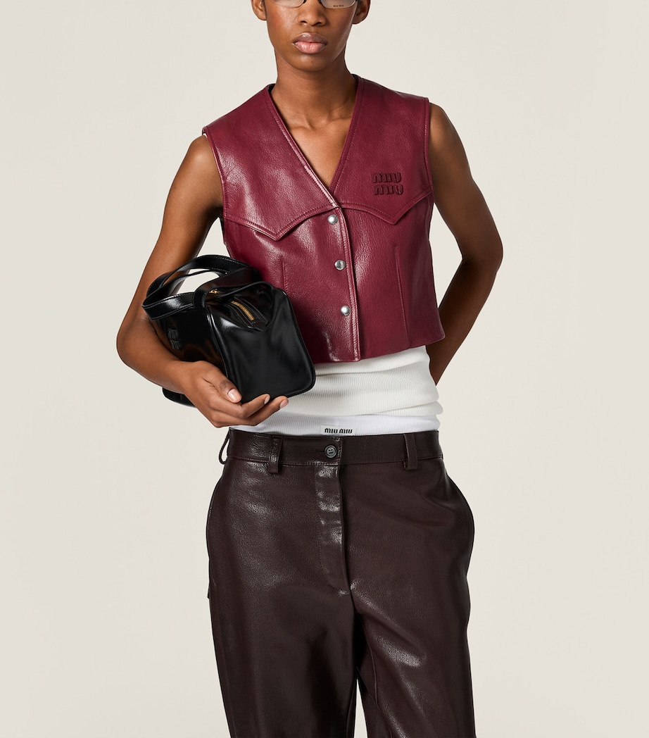 Miu Miu Womens Leather Vest Burgundy Image 5