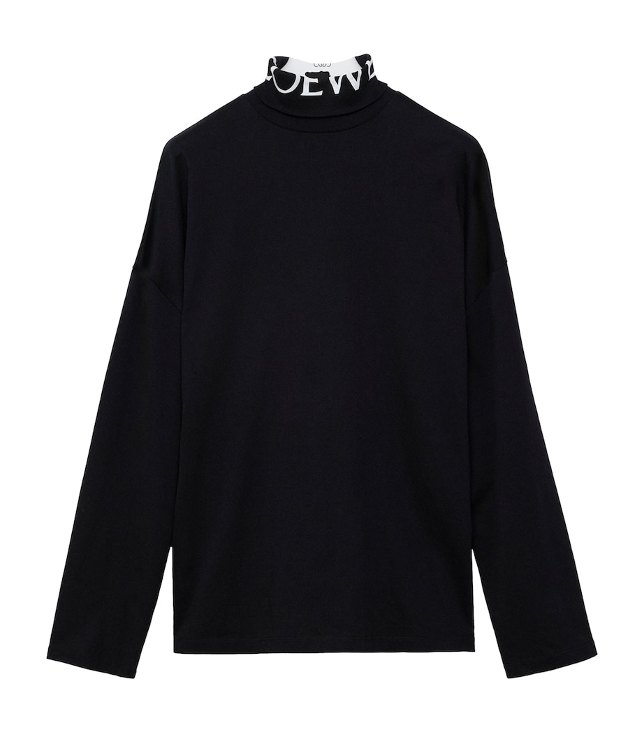 LOEWE Womens Rollneck Logo Sweater Black Image 1