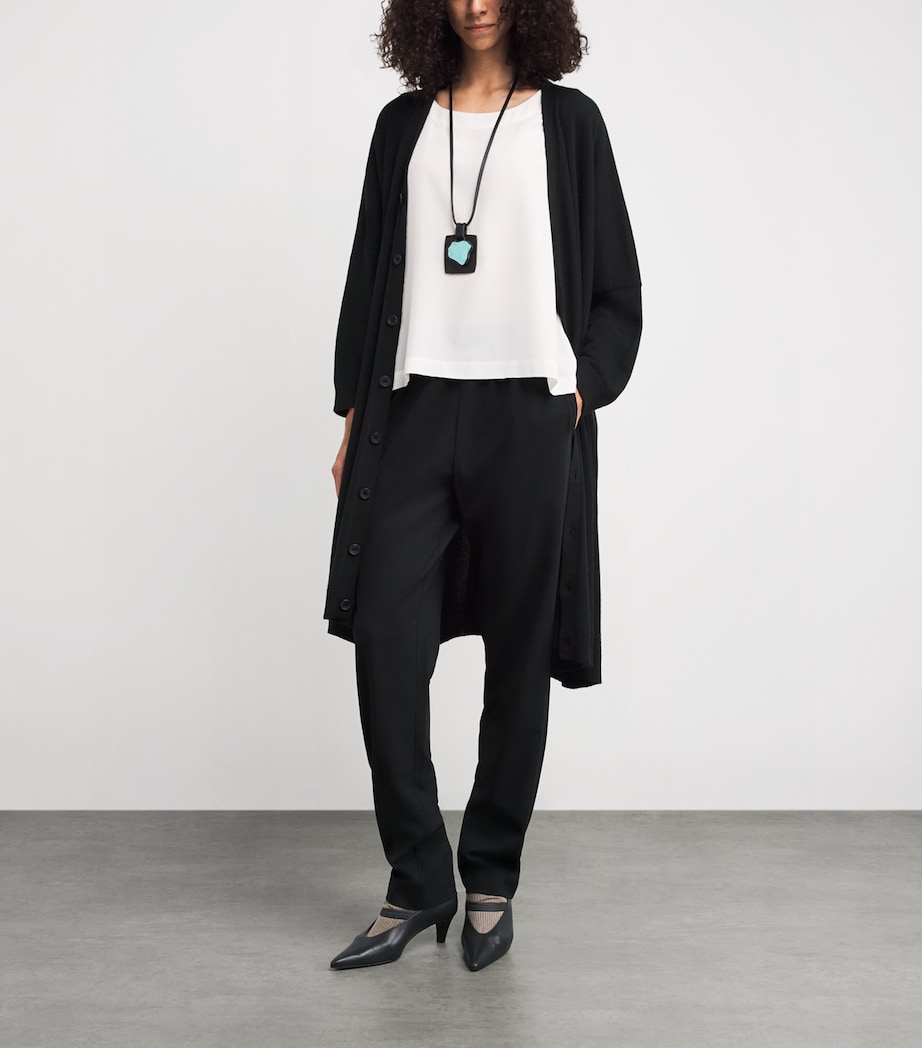 Cashmere Wide Longline Cardigan BLACK Image 2