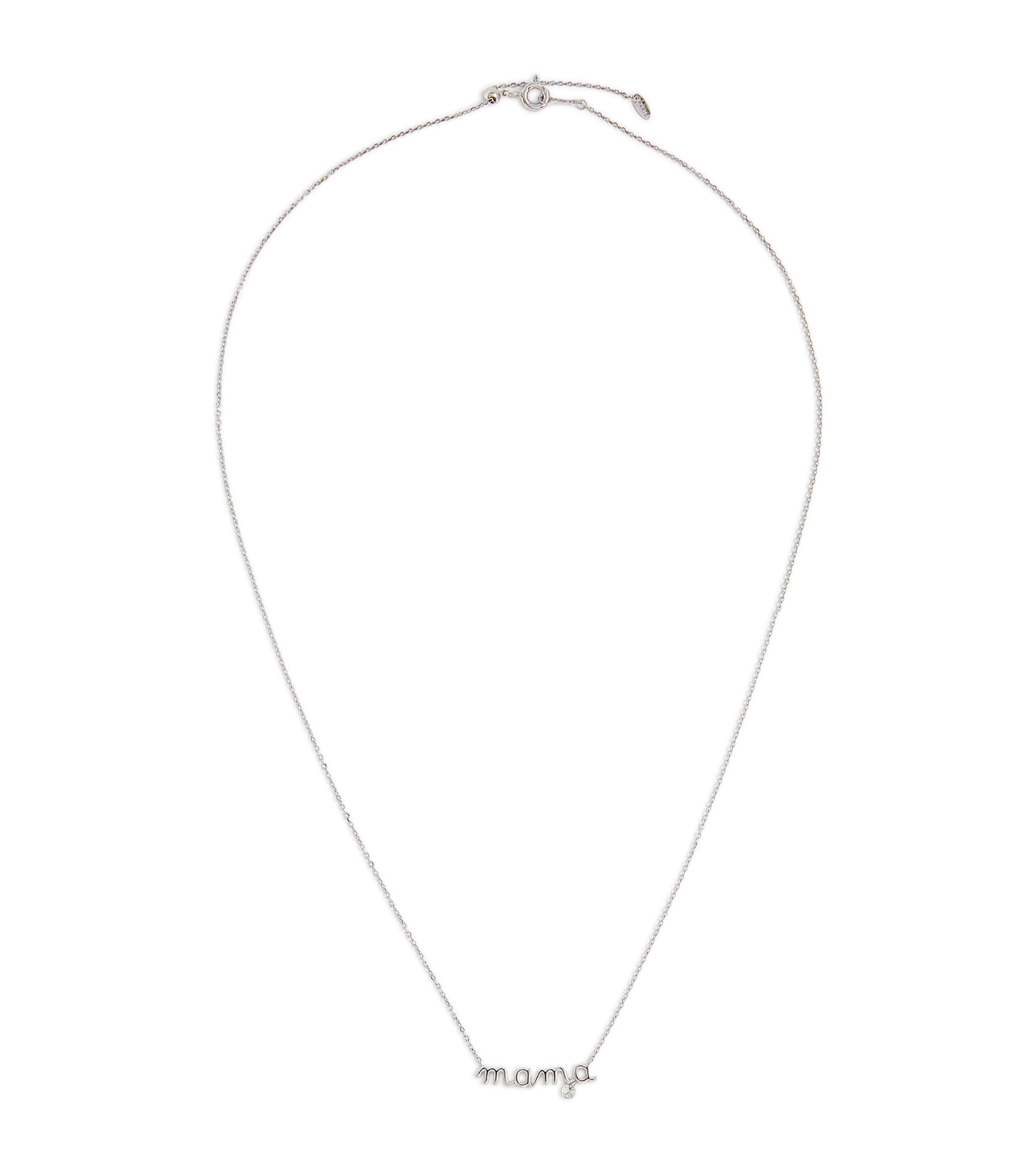 White Gold and Diamond Mama Necklace WHITE GOLD Image 1