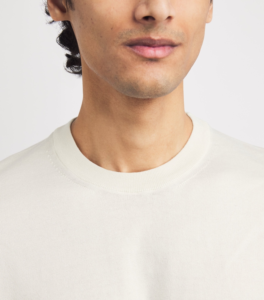 Cotton Lightweight Crew-Neck Sweater WHCR ECRU Image 6